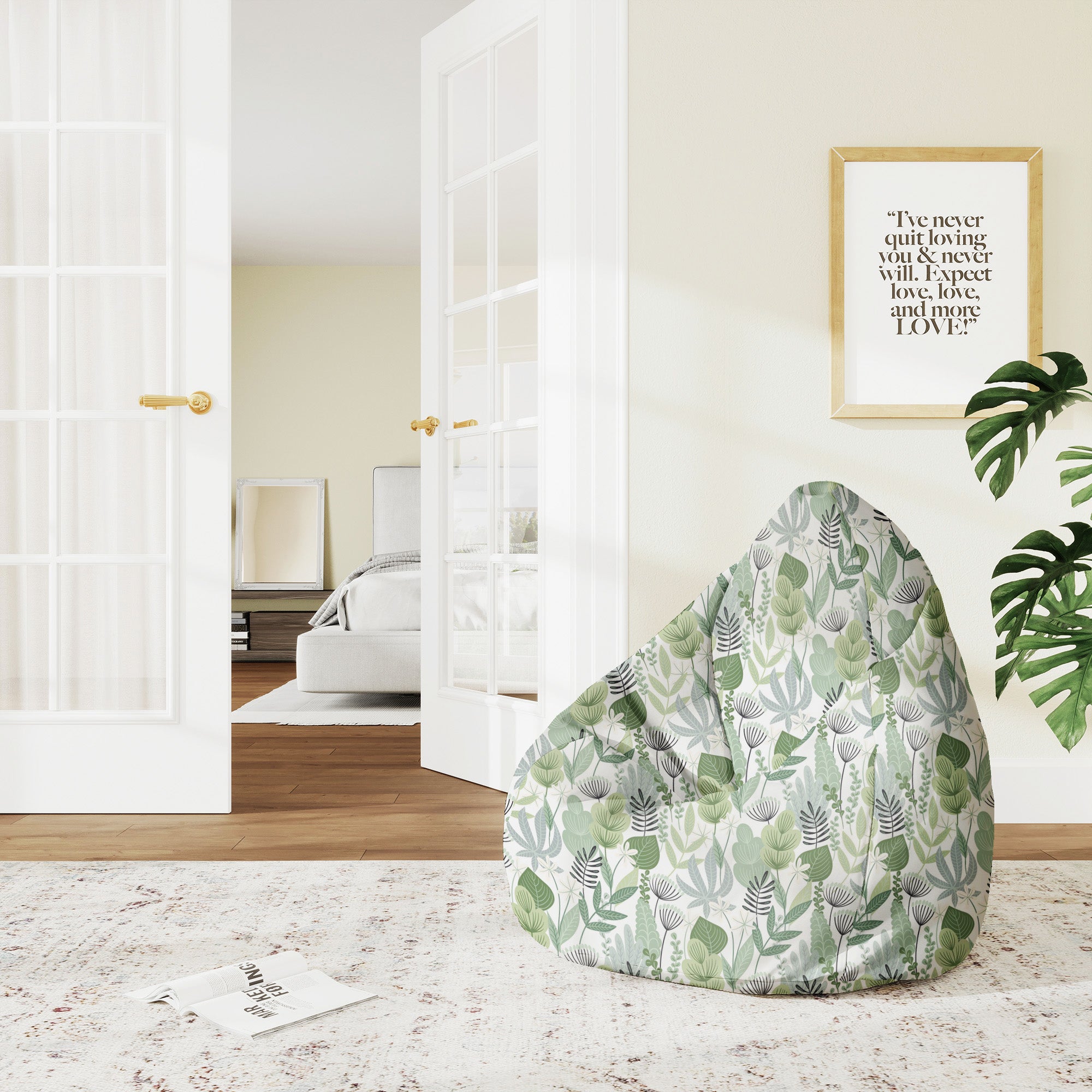 Puf Pearshape Flowers and Grass-M-Velvet