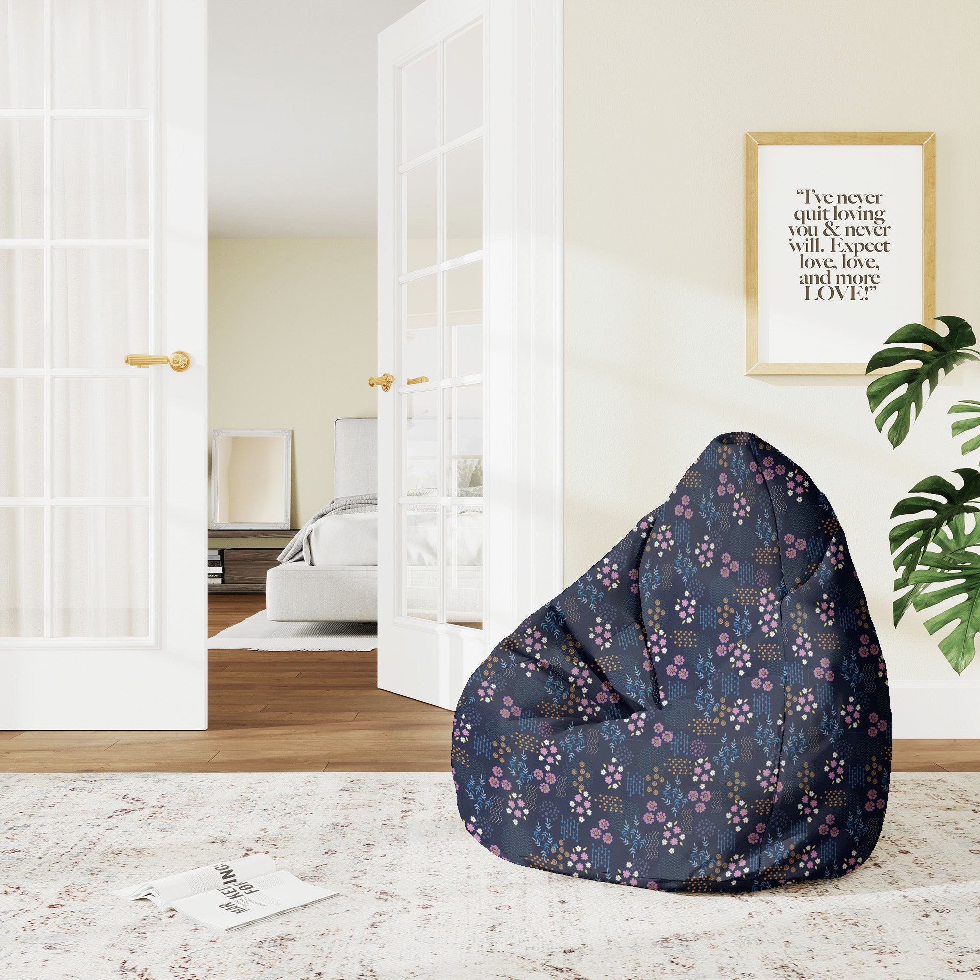 Sedací vak Pearshape Geometric Flower-M-Oxford