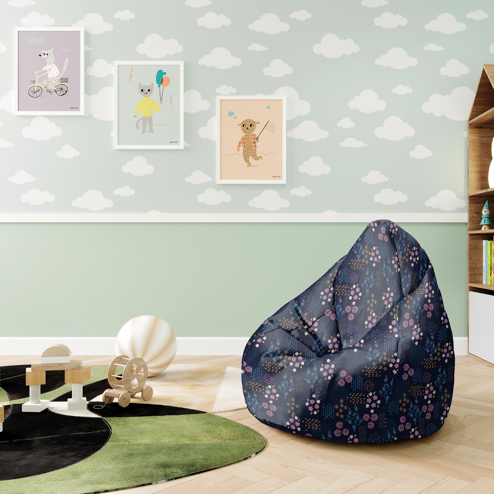 Sedací vak Pearshape Geometric Flower-S-Oxford