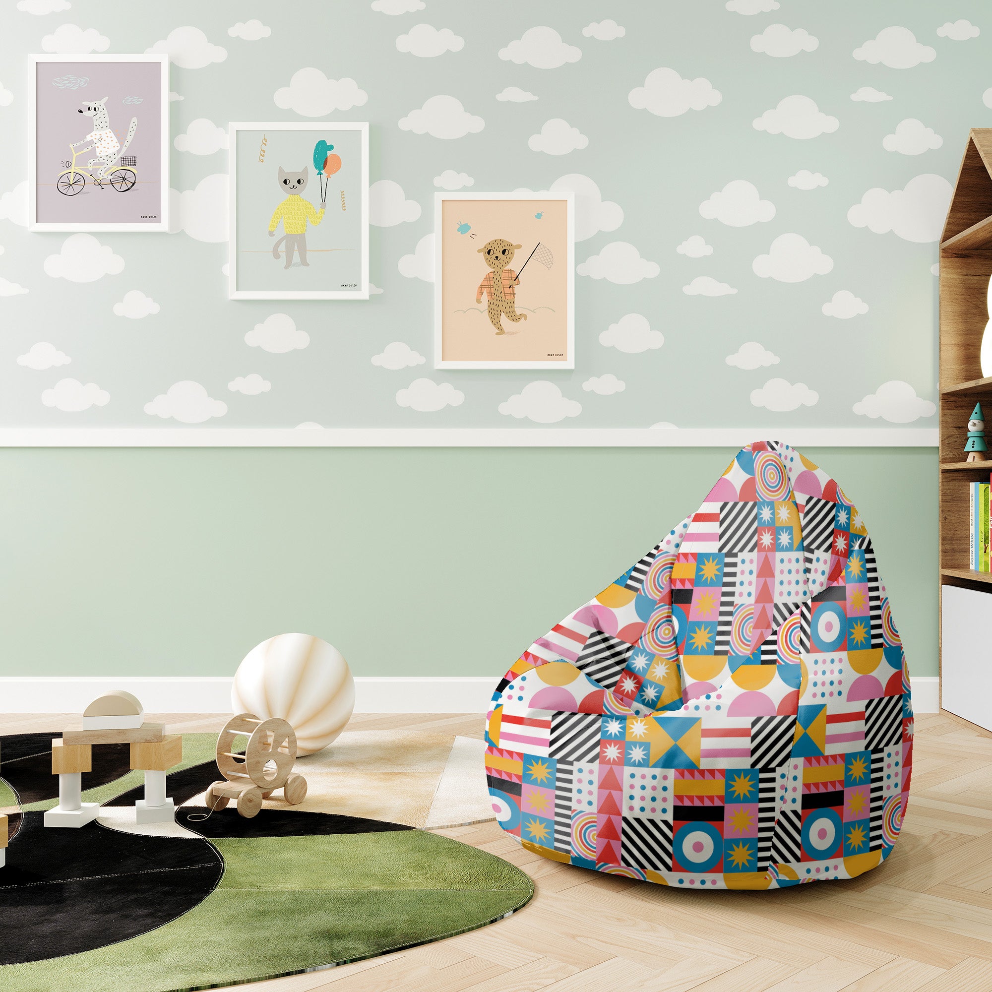 Puf Pearshape Geometrisches Mosaik-S-Oxford