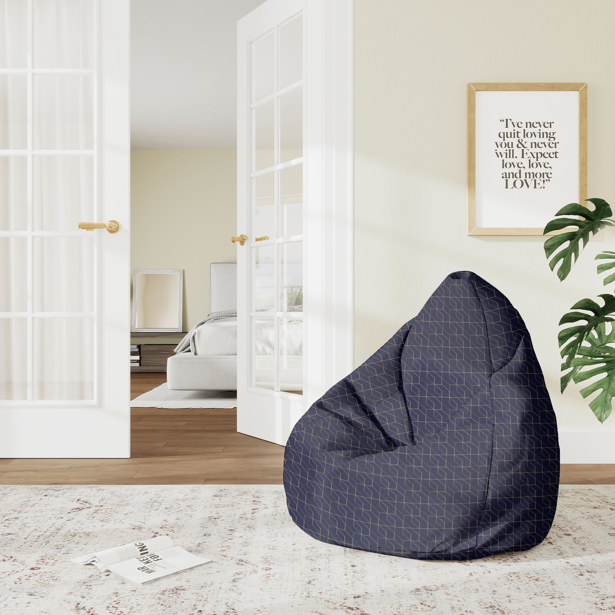 Puf Pearshape Gold Luxury Pattern-M-Velvet