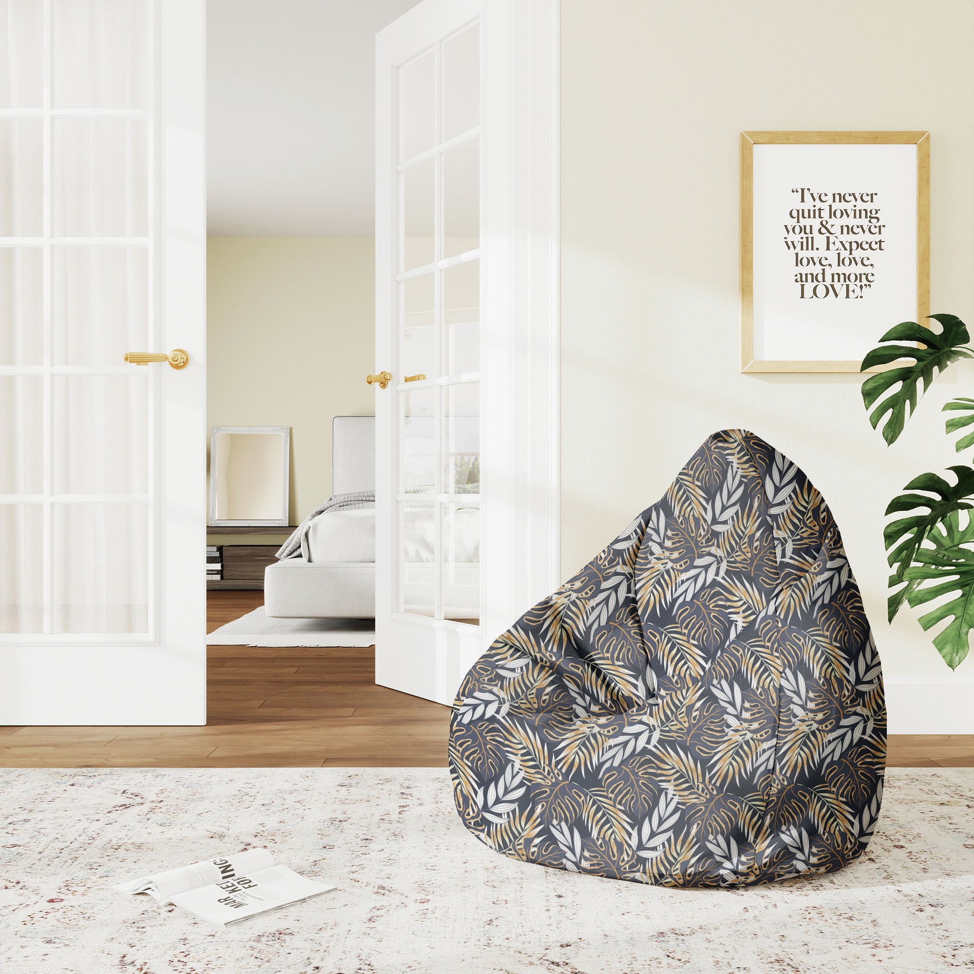 Puf Pearshape Zlaté listy-M-Velvet