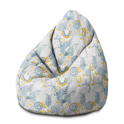 Puf Pearshape šedý s květinovým vzorem M-Oxford