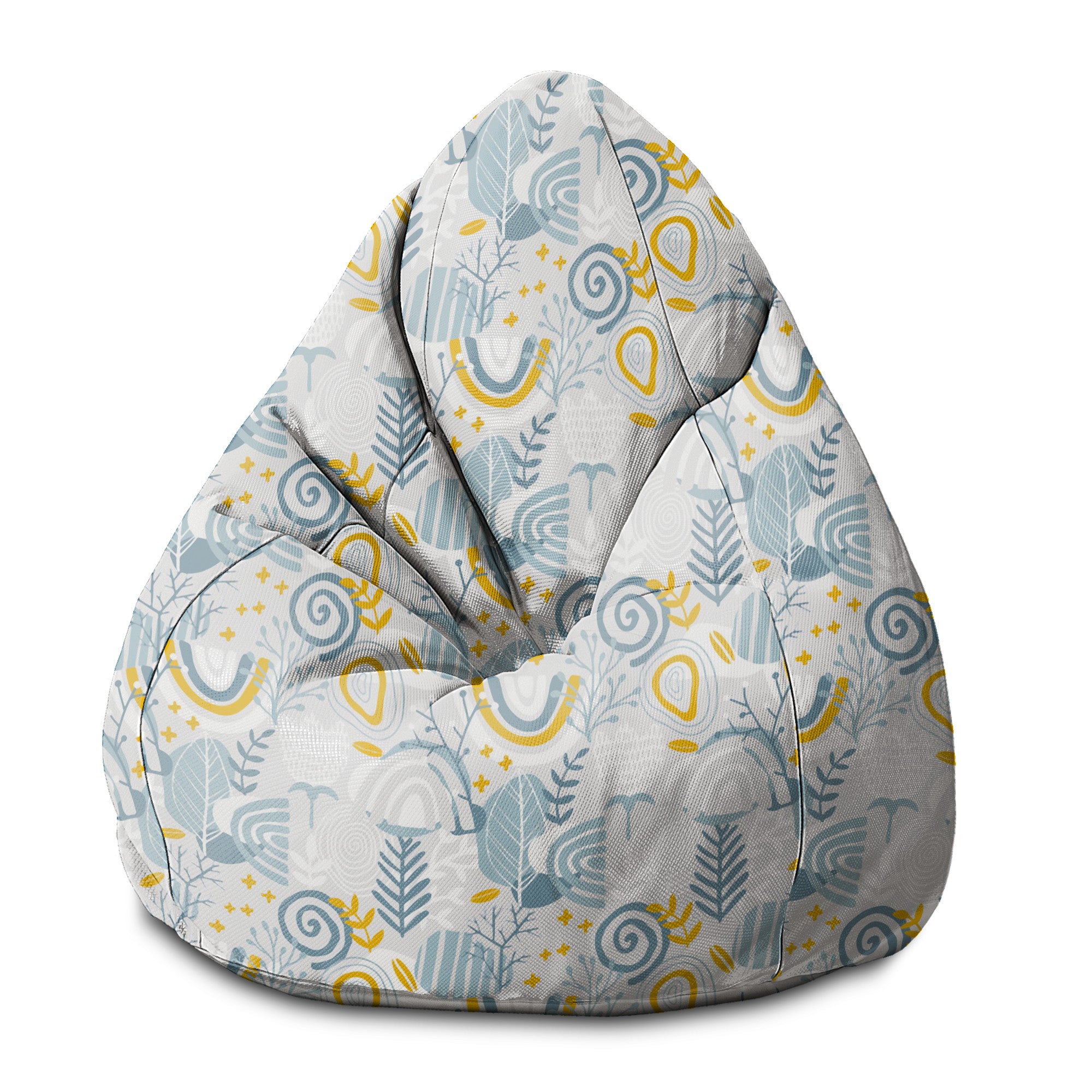 Puf Pearshape šedý s květinovým vzorem S-Oxford