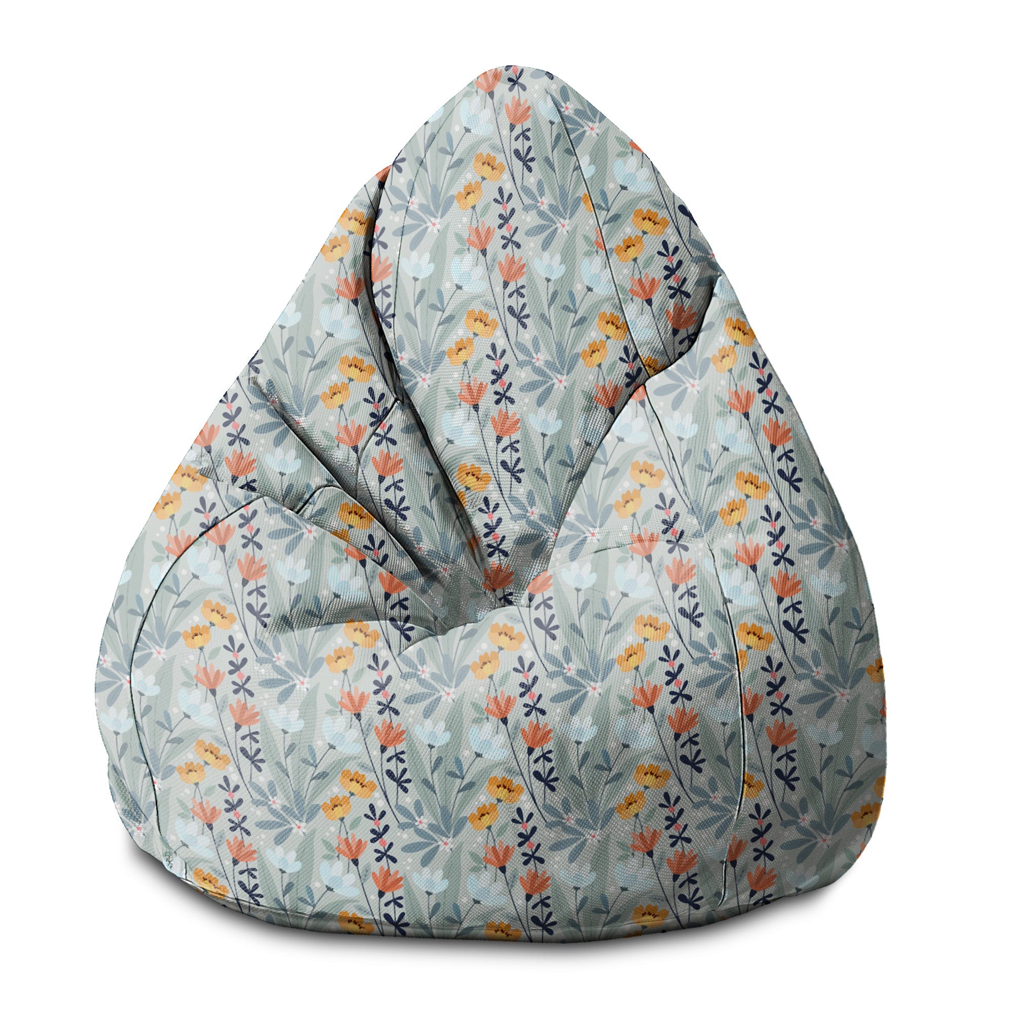 Puf Pearshape ručně kreslené květiny-S-velvet