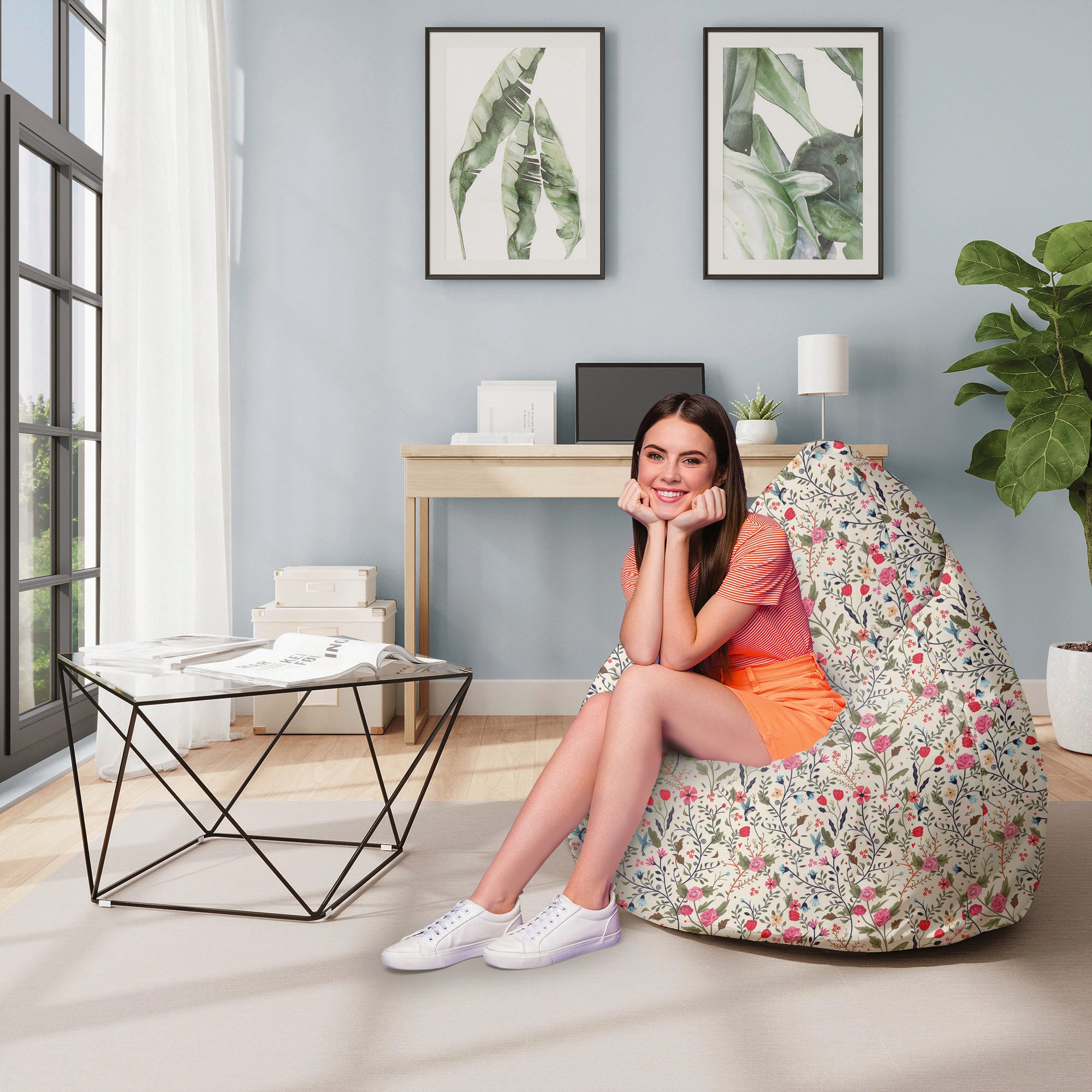 Pearshape Pouf Summer Meadow-M-Velvet