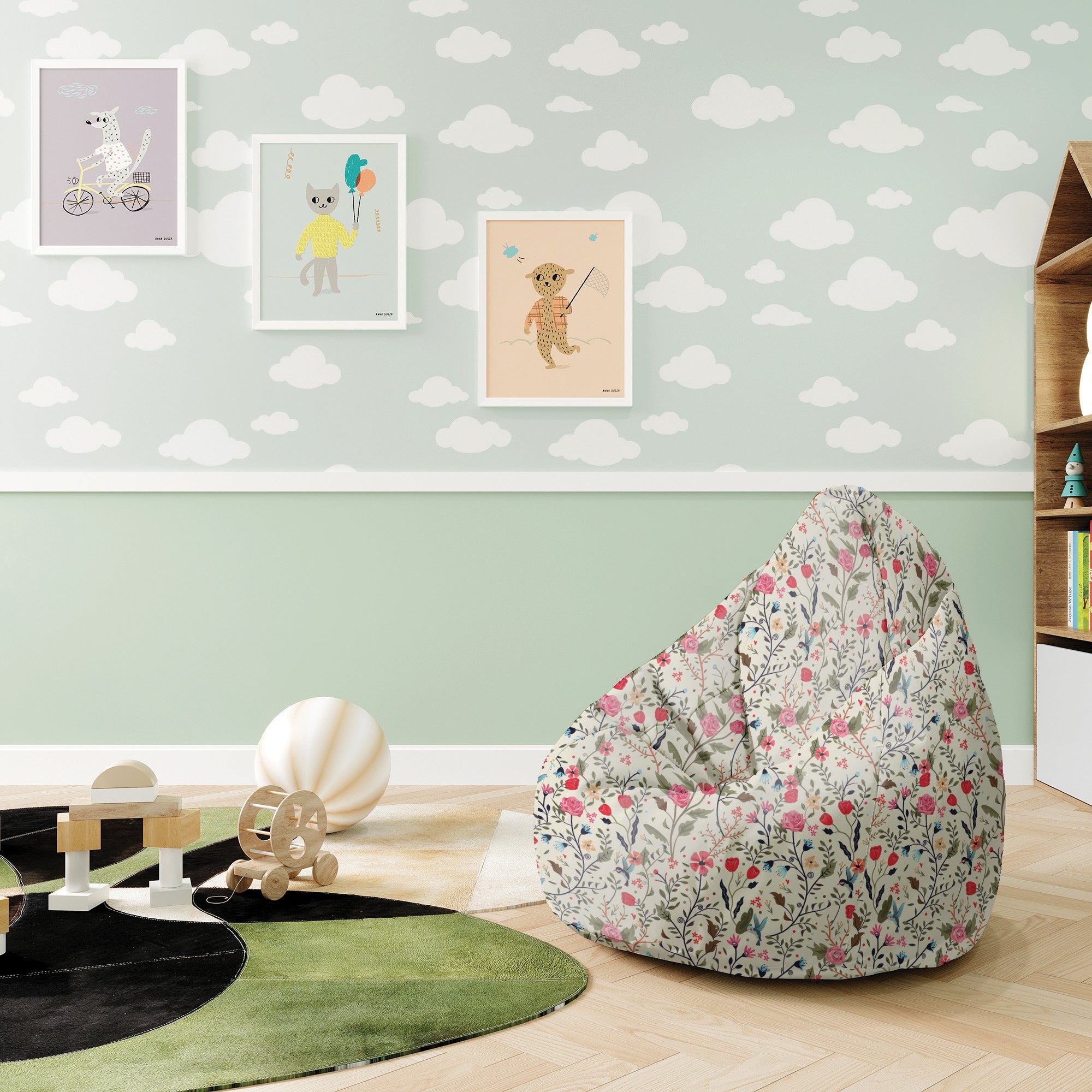 Pearshape Pouf Summer Meadow-S-Velvet