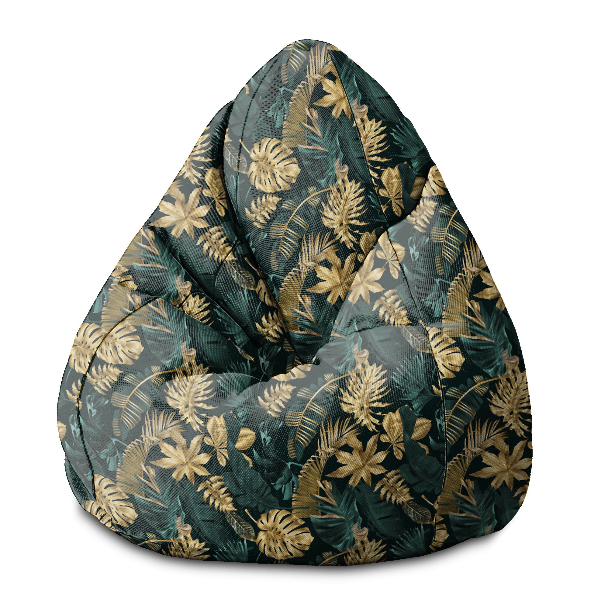 Puf Pearshape Monstera Gold Green-S-Velvet