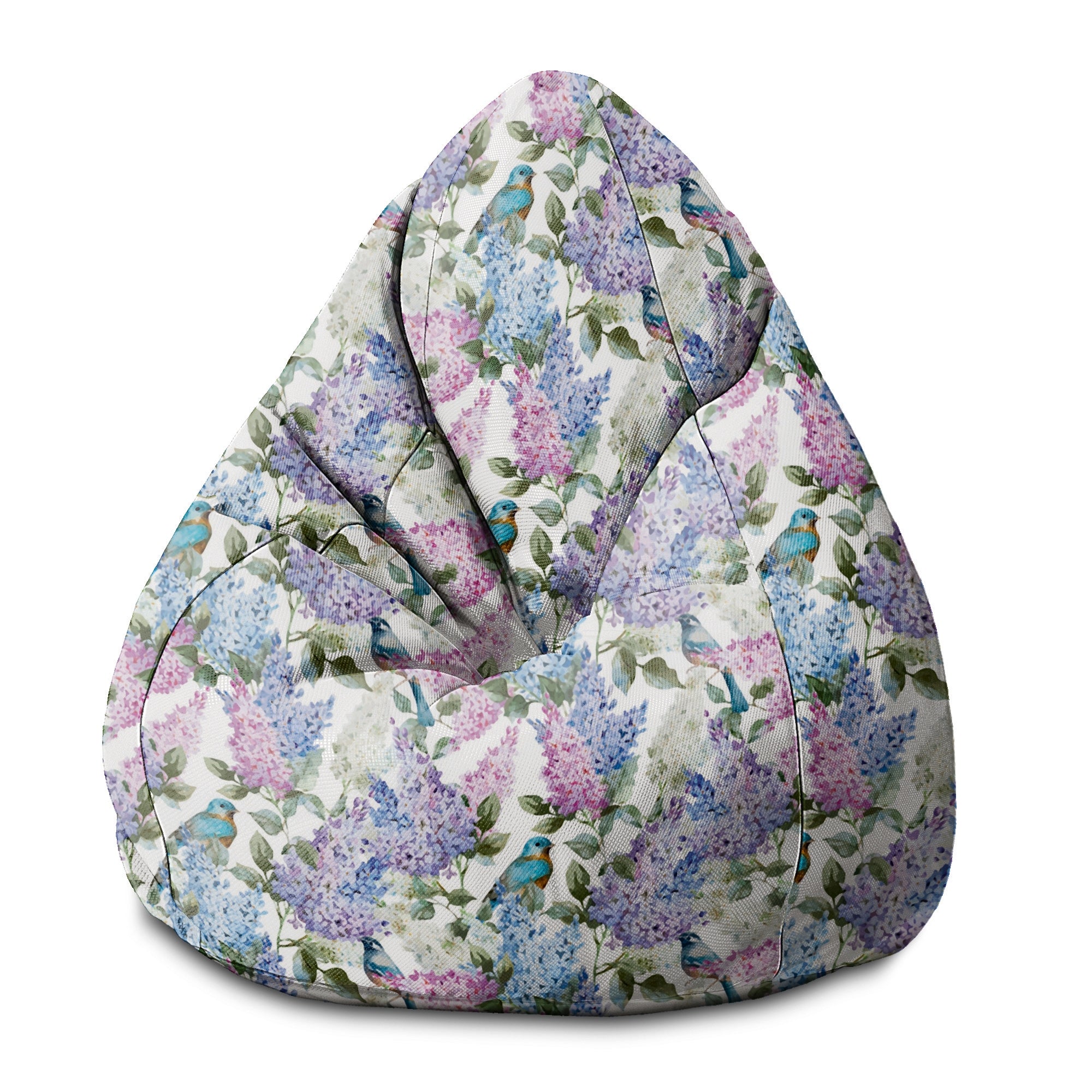 Pearshape Pouf Birds in Flowers-S-Velvet