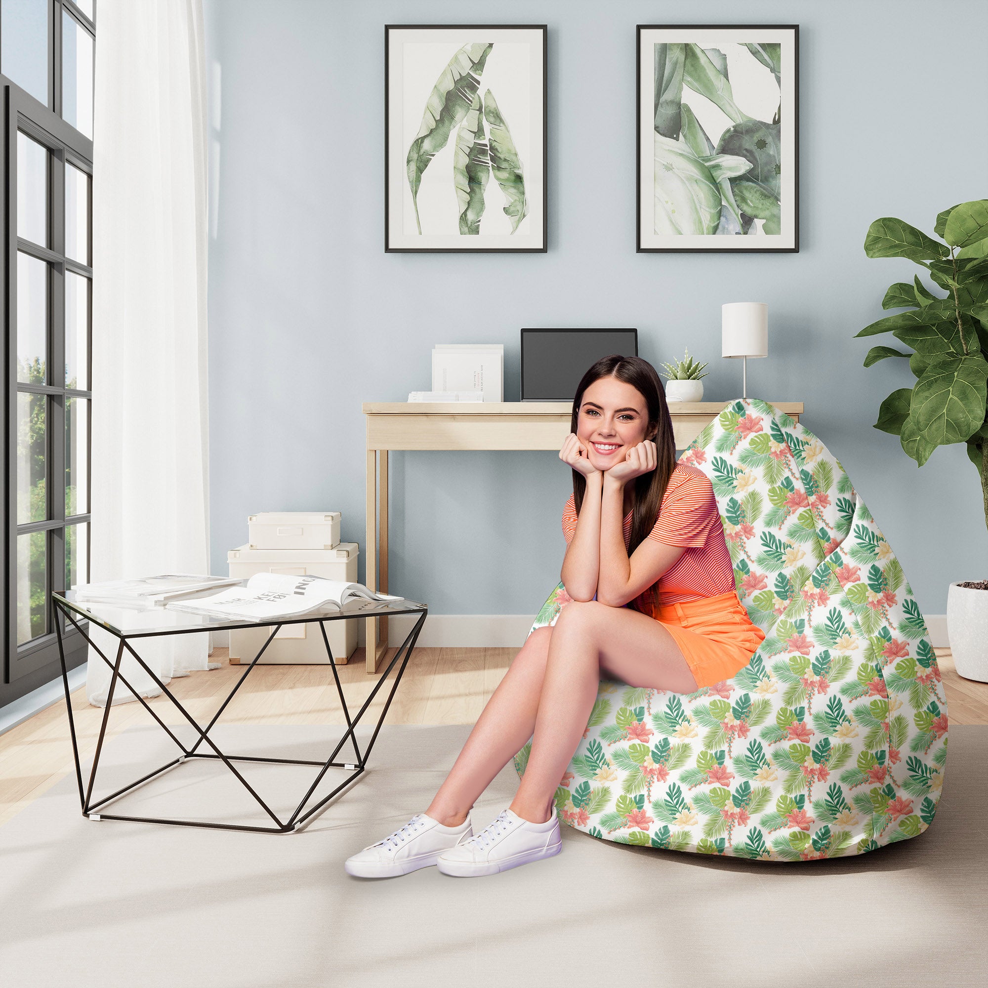 Pearshape Pouf Tropical-M-Oxford