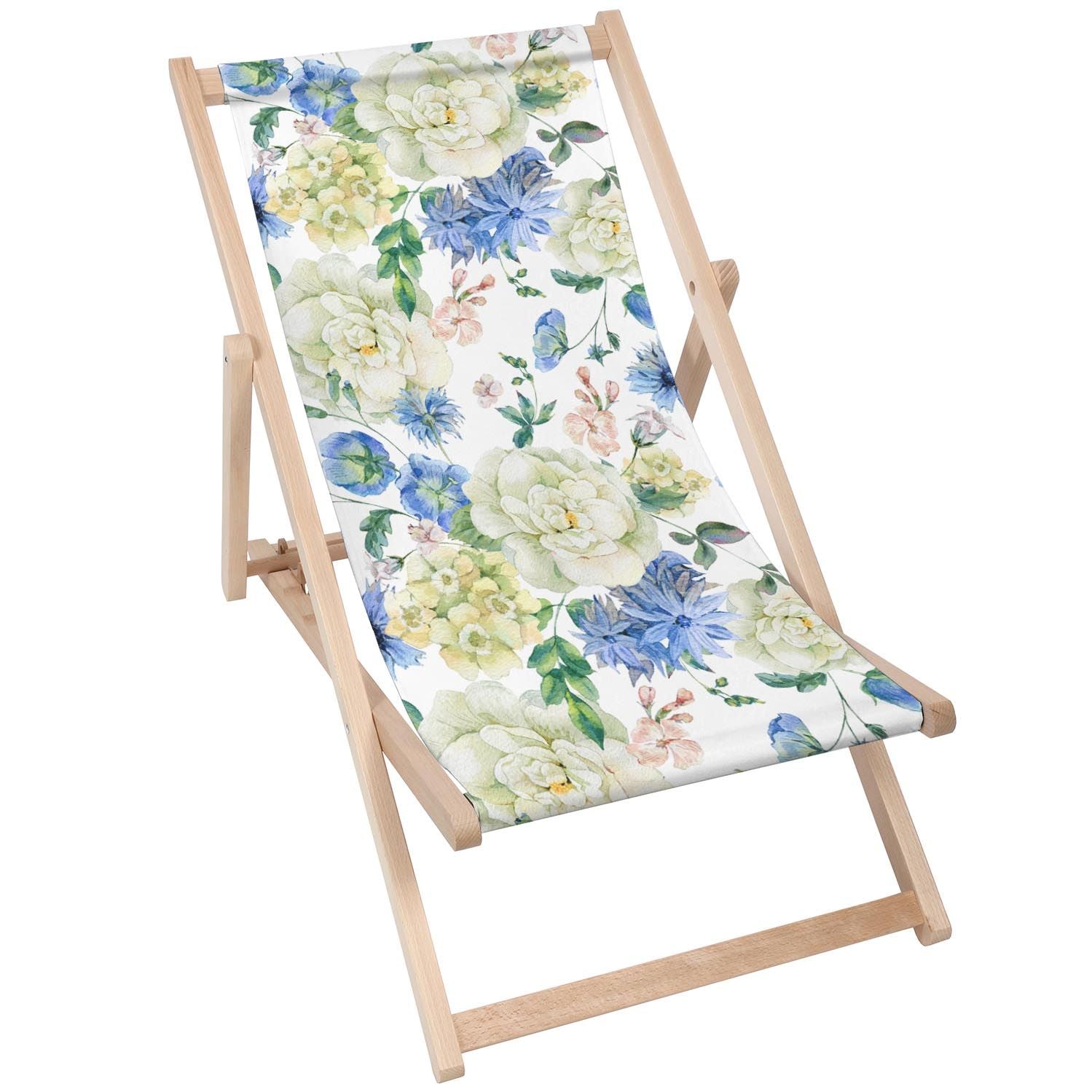 Stolik drewniany Blue Wild Flowers-50x50 CM