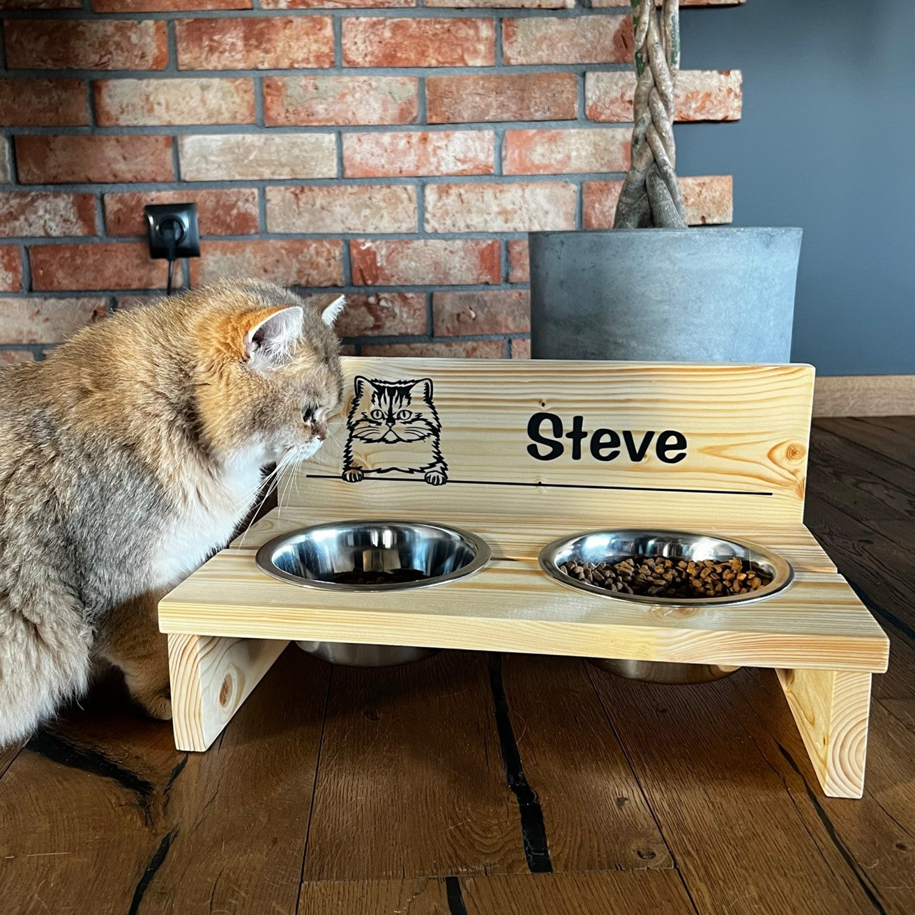 Cat Bowl Stand Home is Where the Cat is