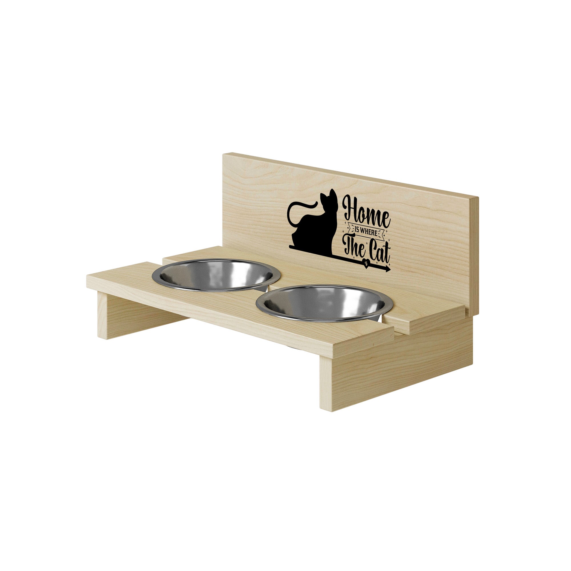 Cat Bowl Stand Home is Where the Cat is-L