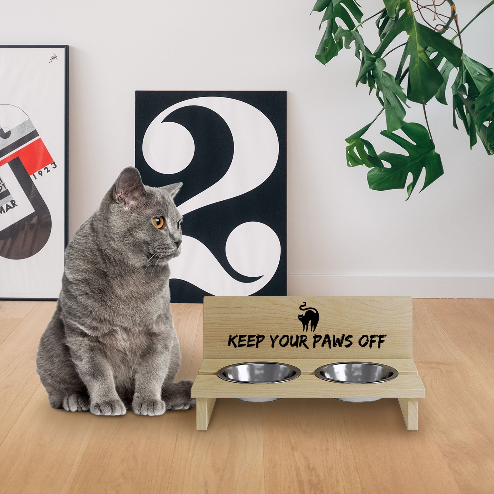 Cat Bowl Stand Keep your Paws off
