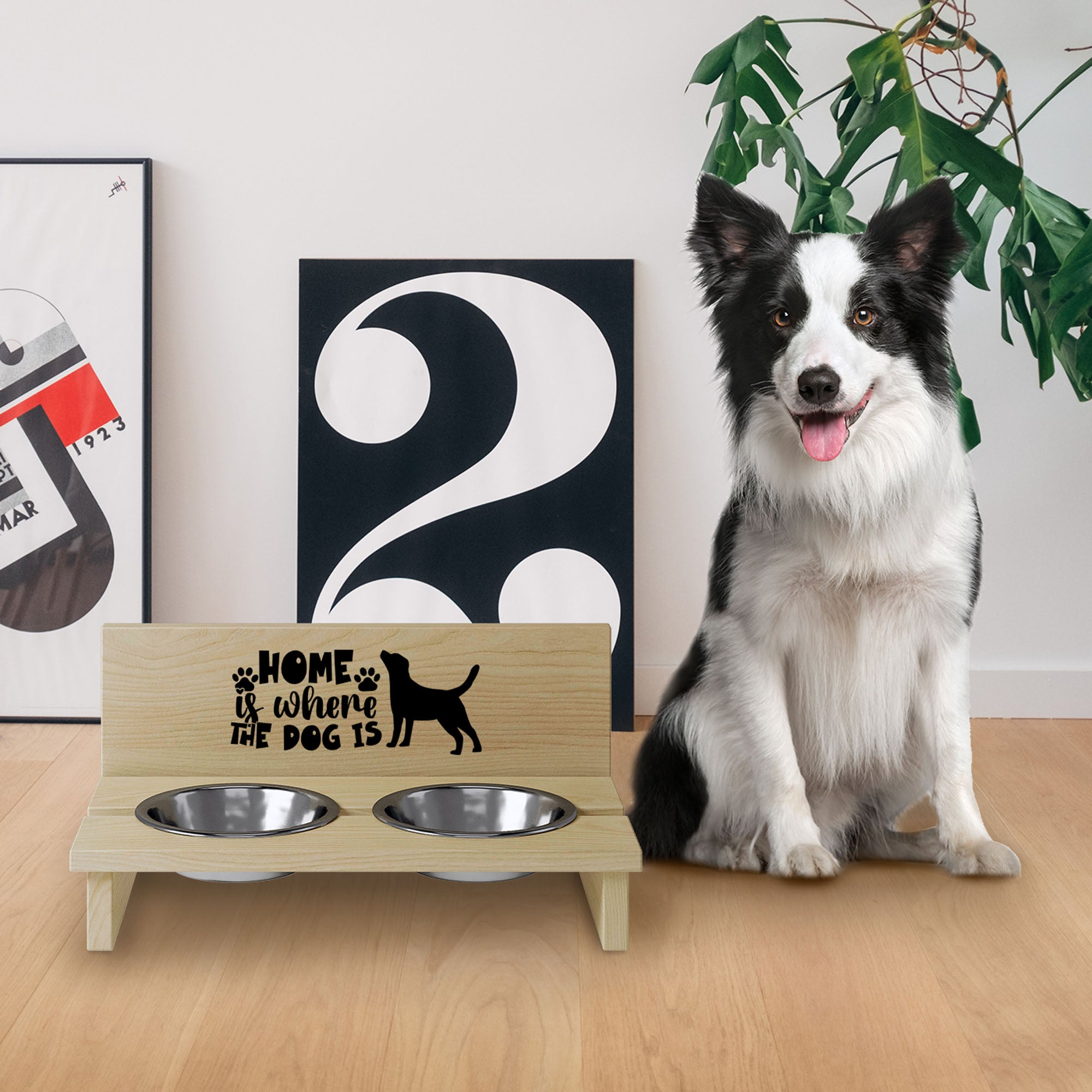 Stojak na miskę dla psa Home is Where the Dog is-M