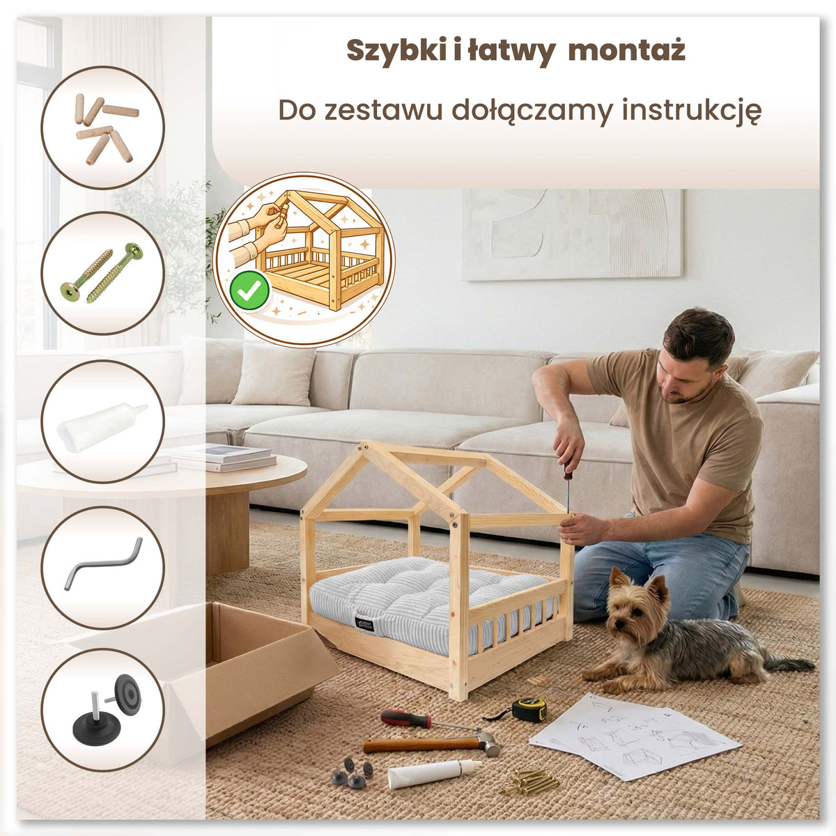 Drewniany Domek dla Zwierząt z Legowiskiem Lapland