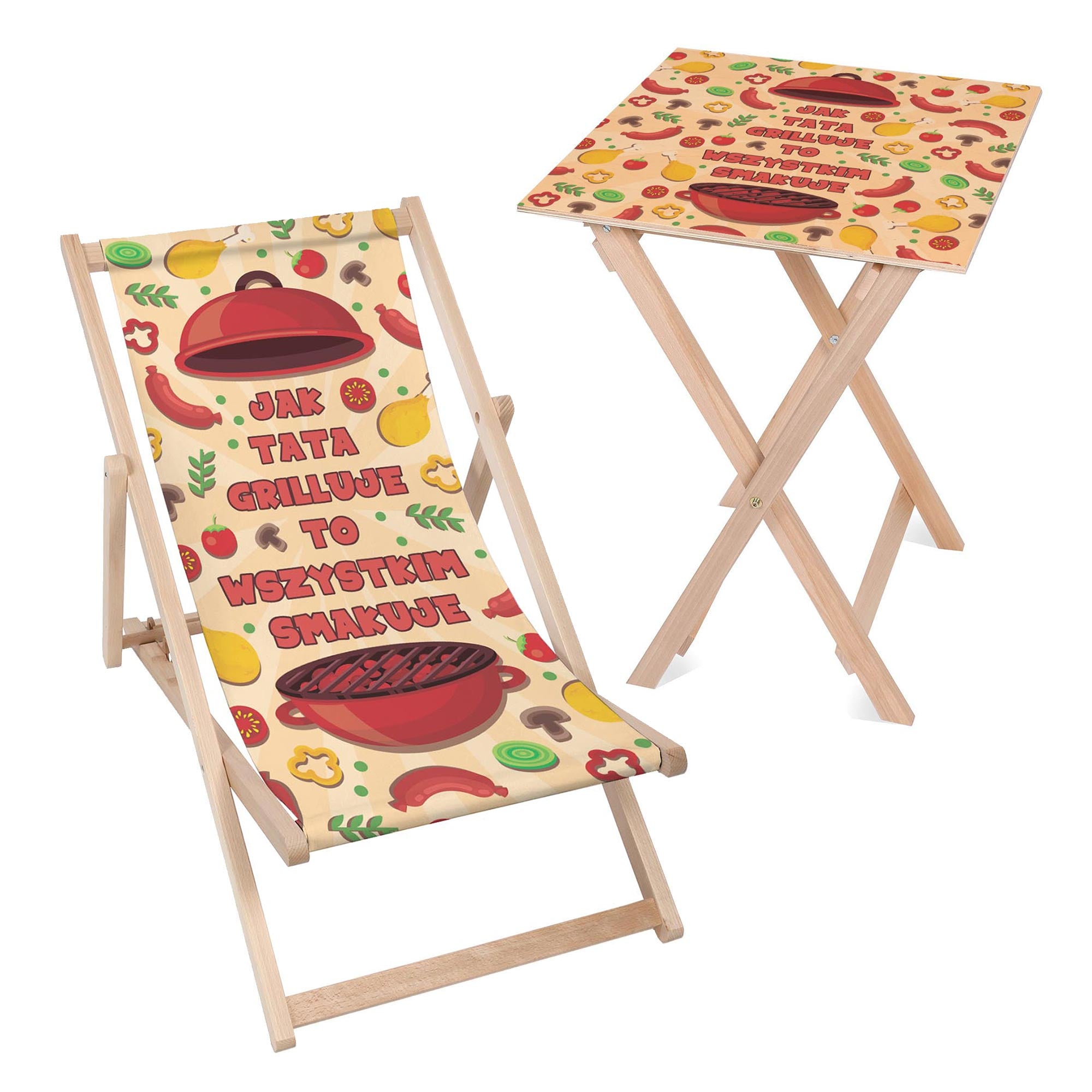 Set Liegestuhl und Tisch Papa grillt für alle