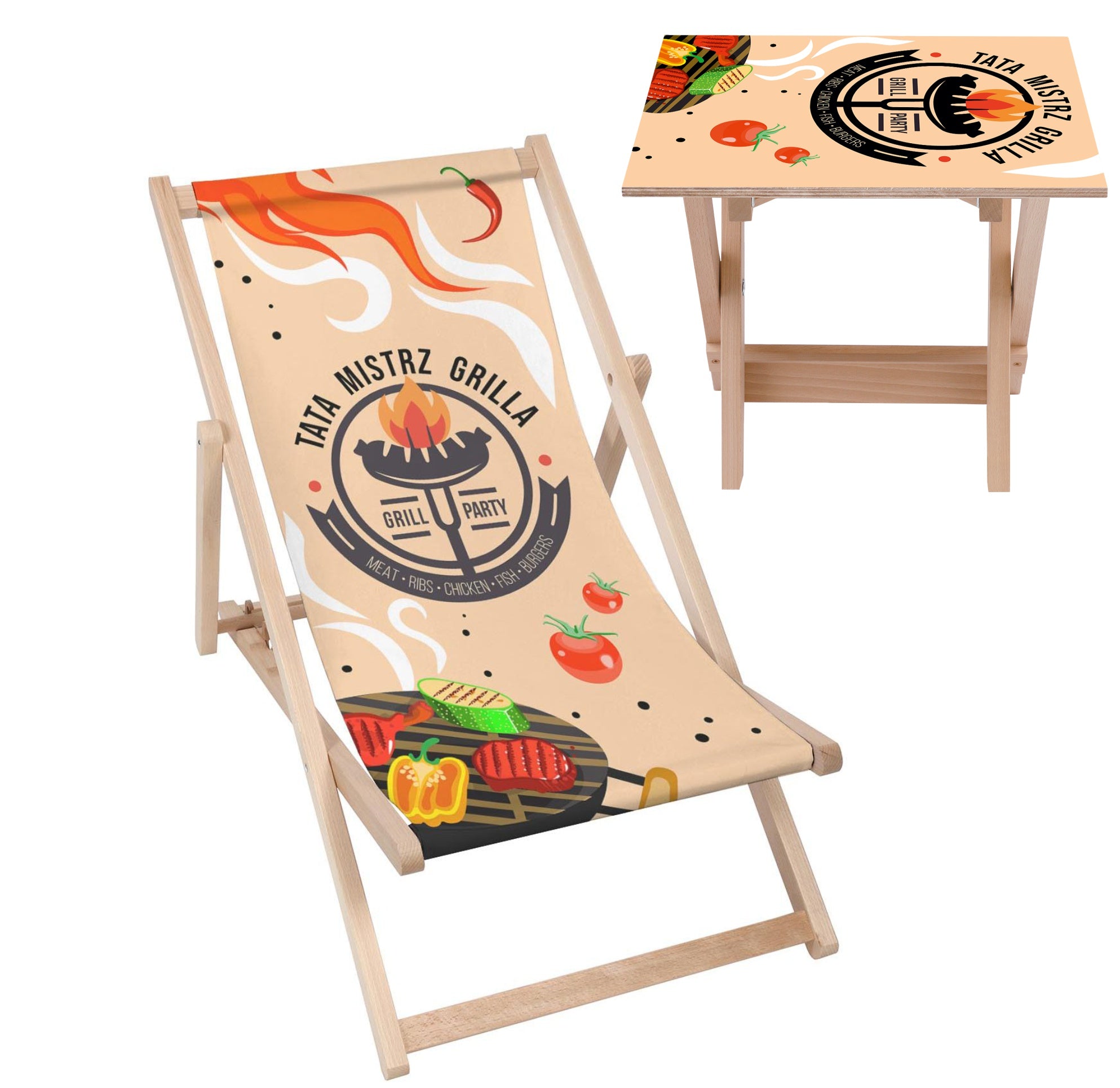 Set Deck Chair and Table Dad Grill Master