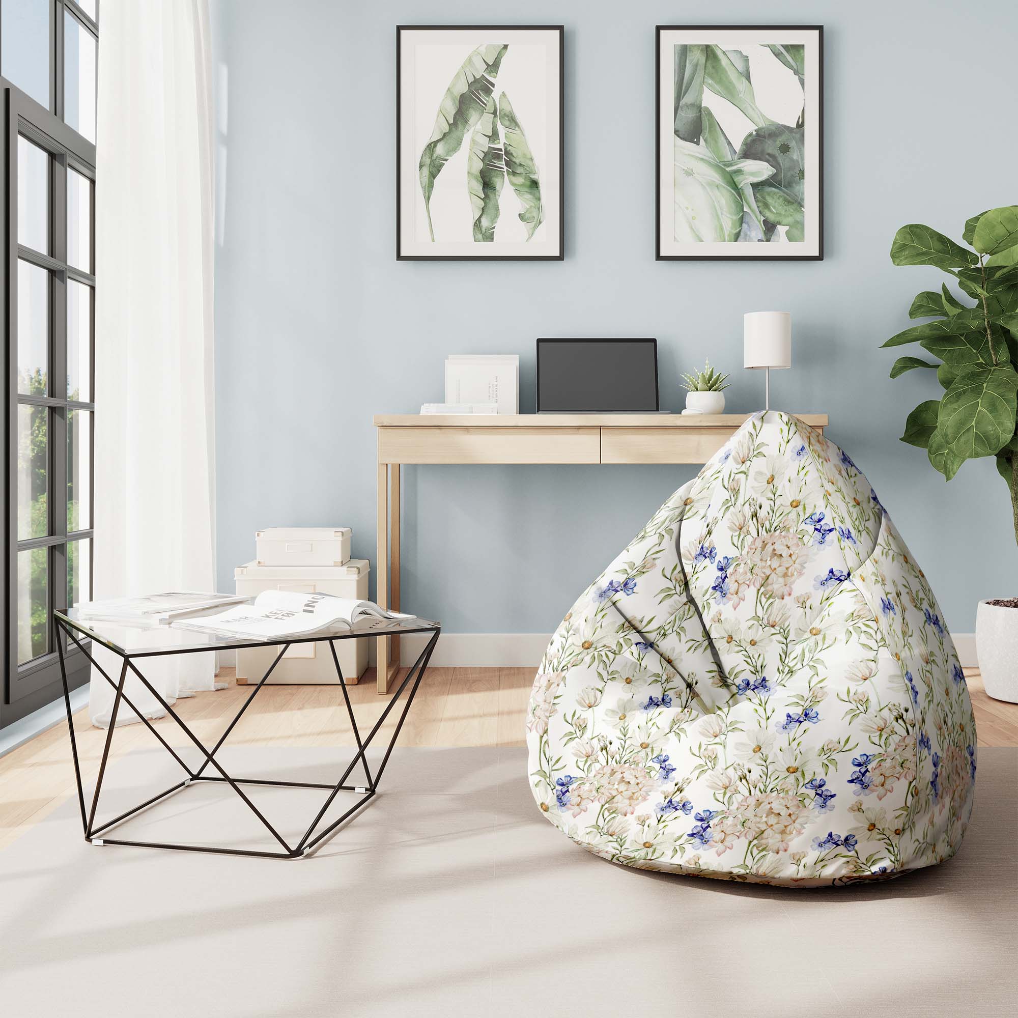 Puf Pearshape Amazing Floral-Velvet