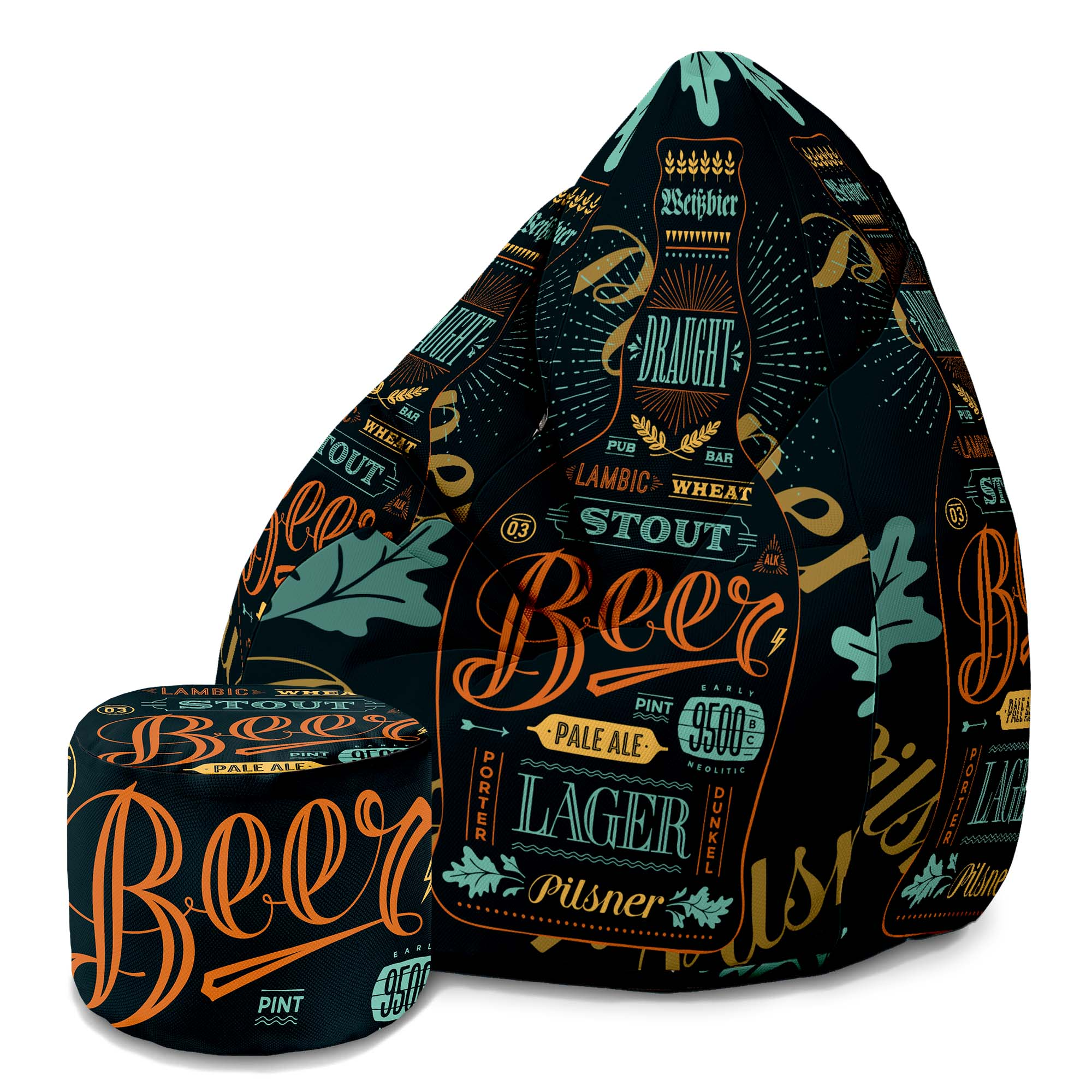Puf Pearshape s podnožkou Black Beer