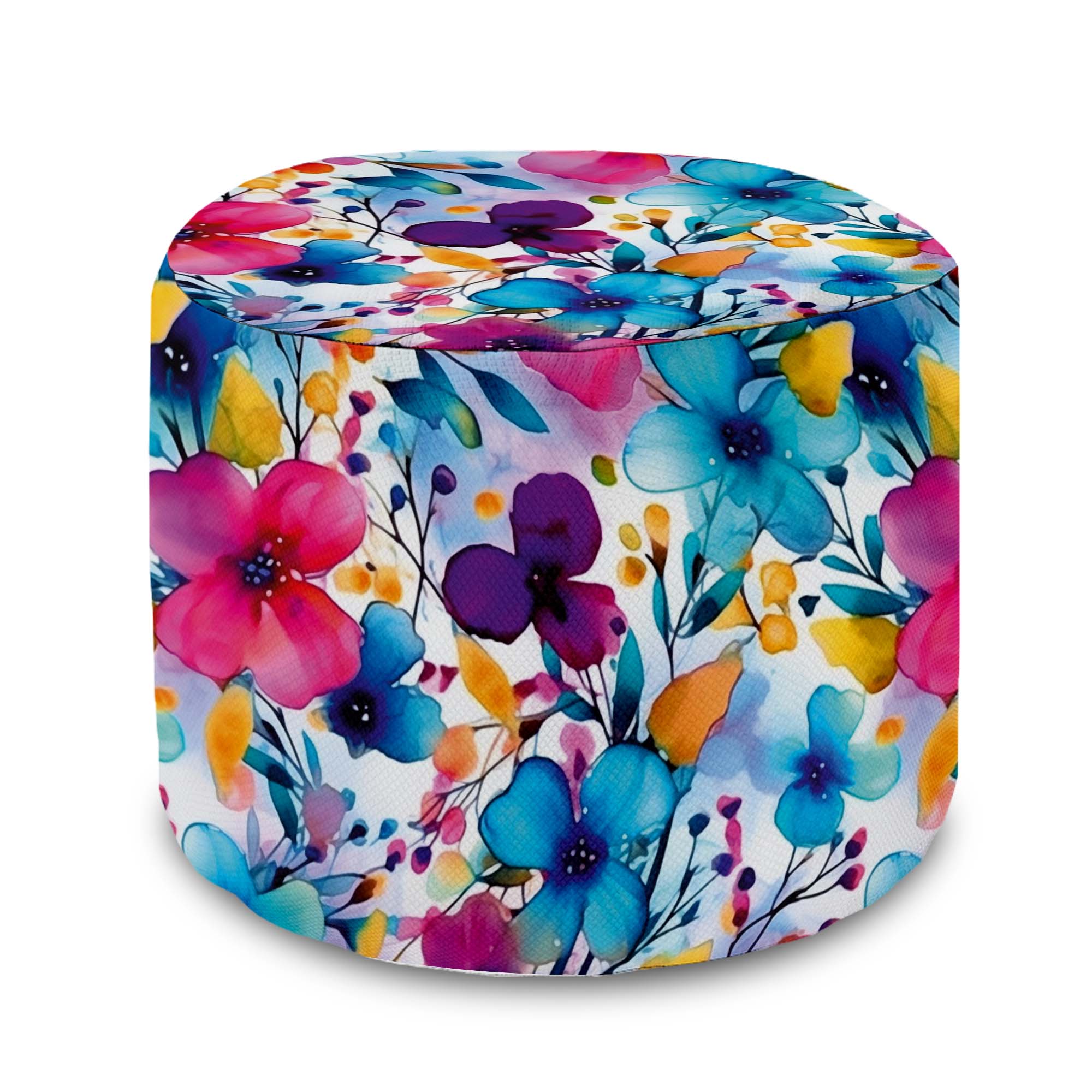 Round pouf footstool Big Flowers-Oxford