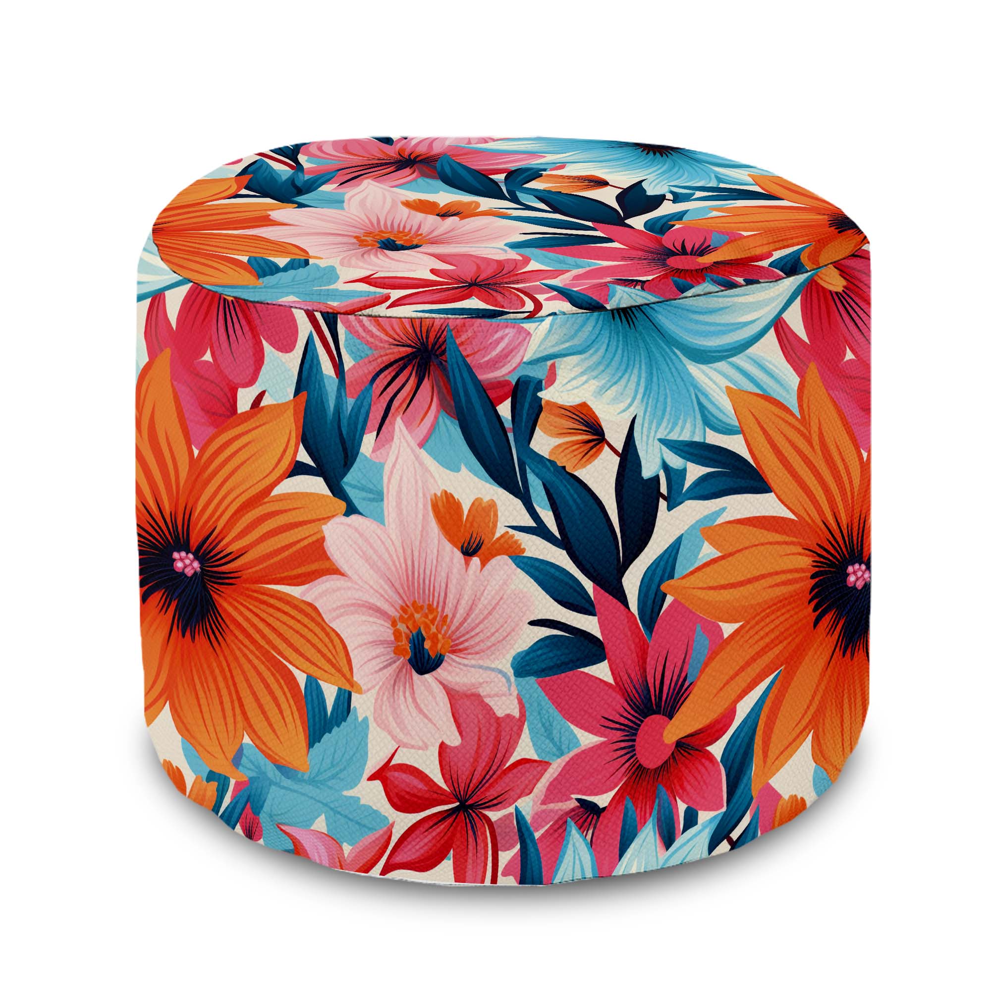 Round pouf footstool Blossoms-Oxford