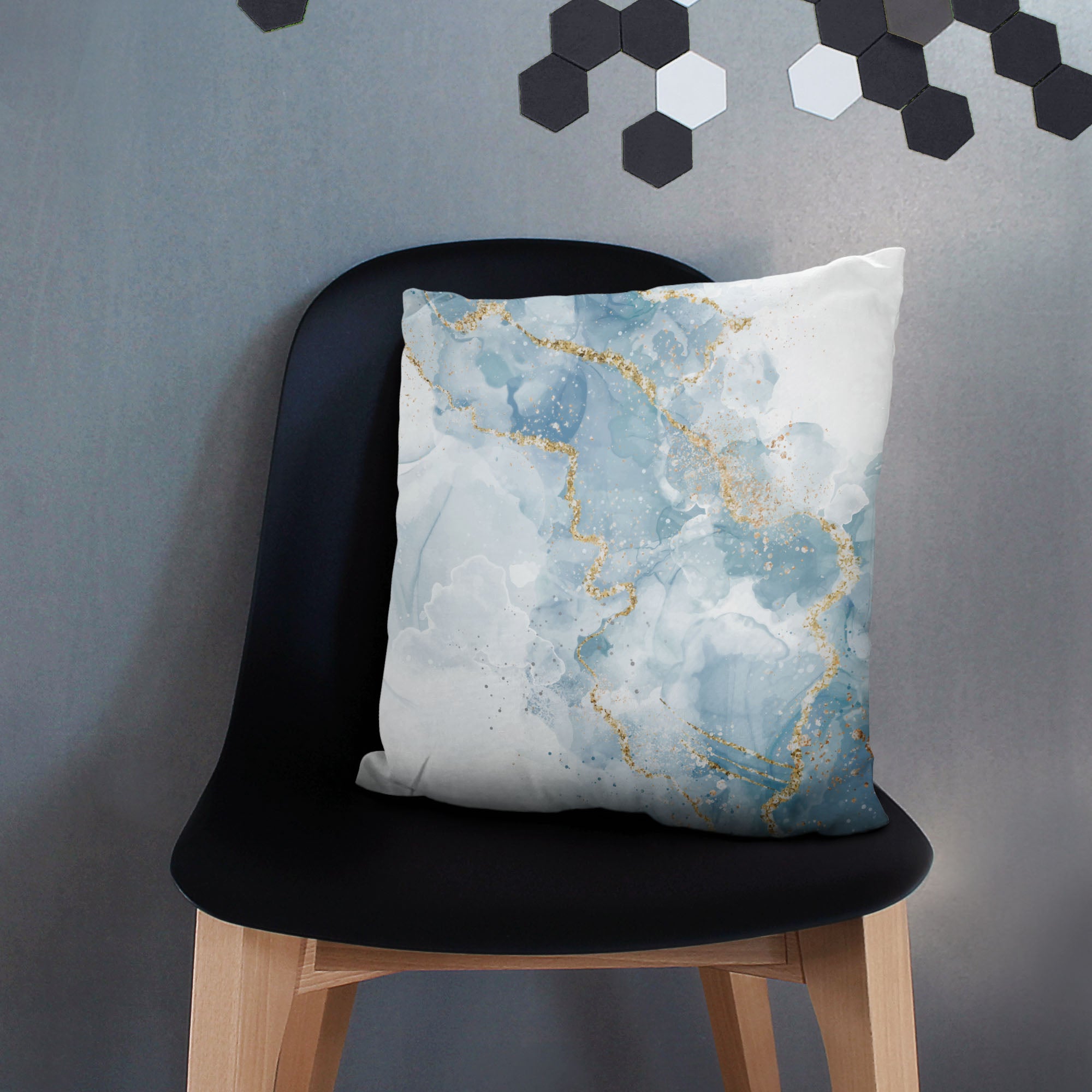 Blue Elegant Marble Pillow-Oxford