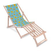 Wooden Deck Chair with Wooden Footrest Blue Paradise