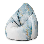 Pearshape Pouf Blue Elegant Marble-Velvet