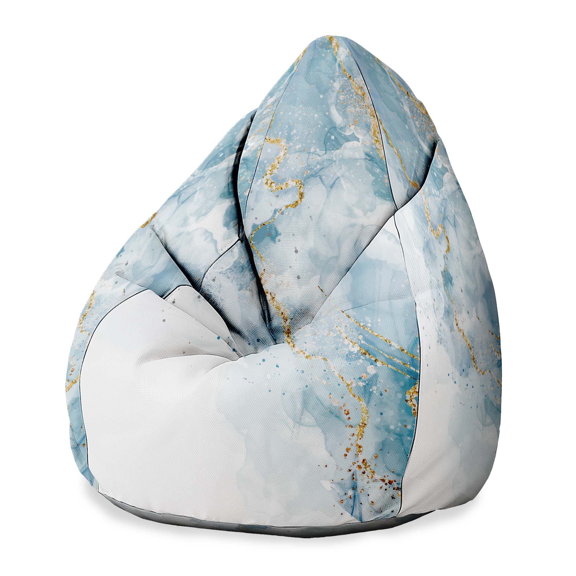 Pearshape Pouf Blue Elegant Marble-Velvet