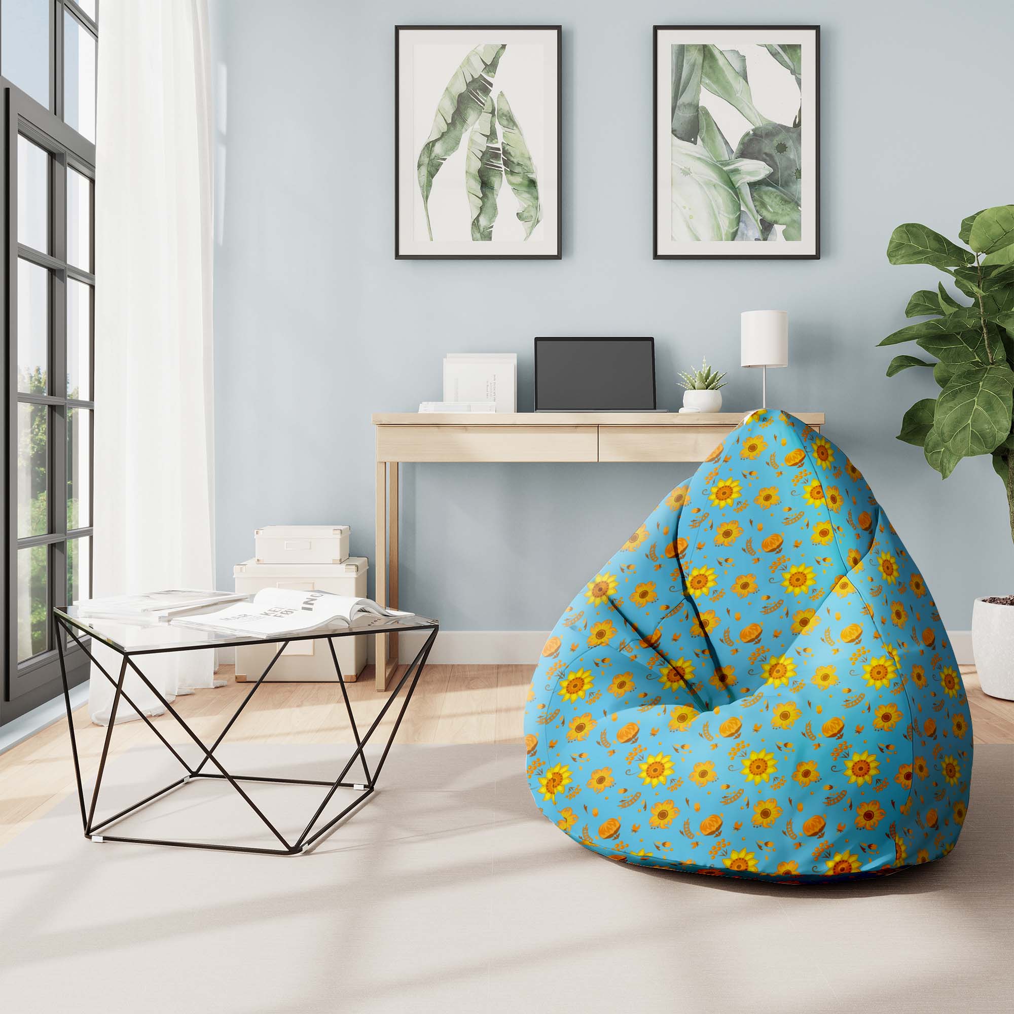 Puf Birnenform Blue Paradise-S-Samt