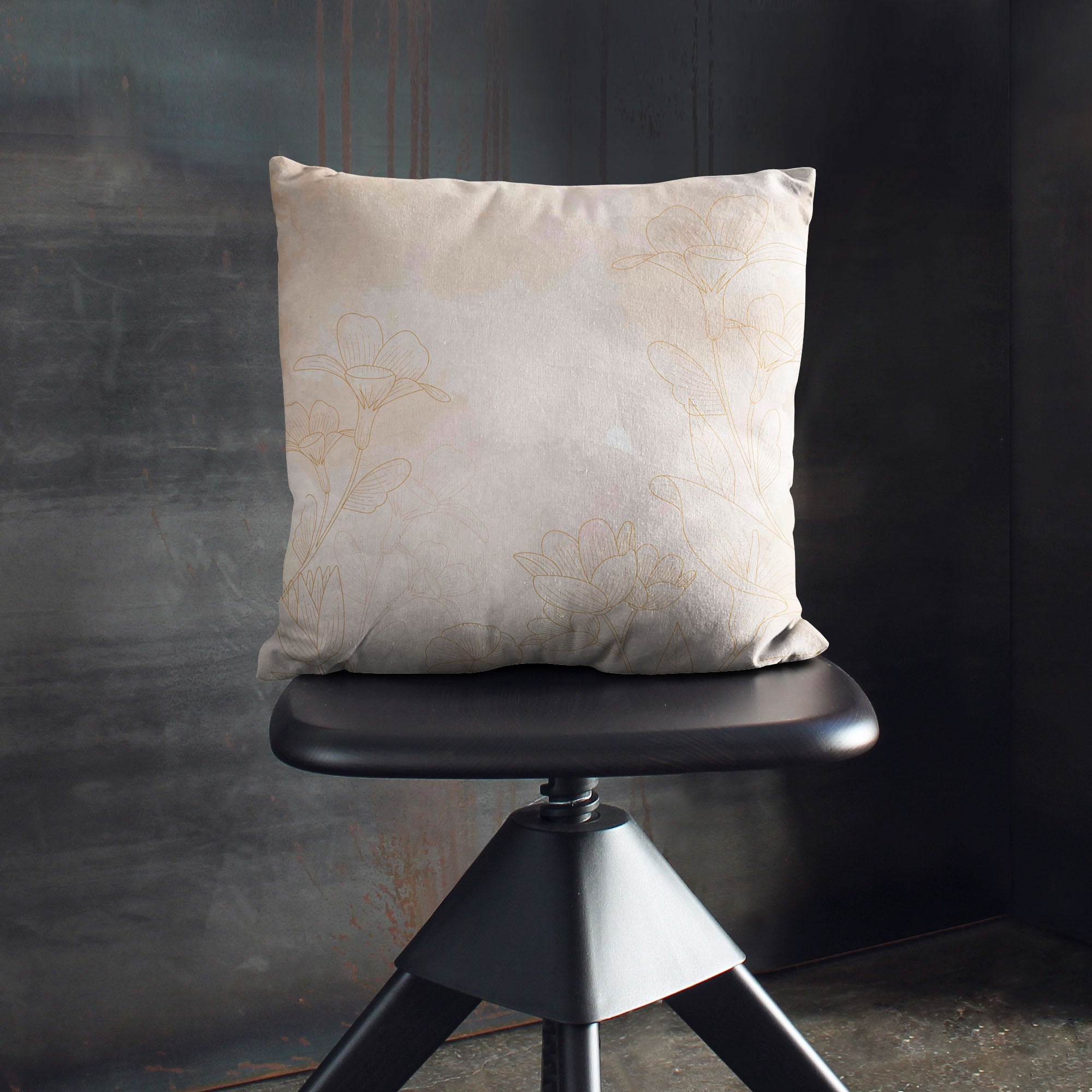 Kissen Boho Beige Blumen-Velvet
