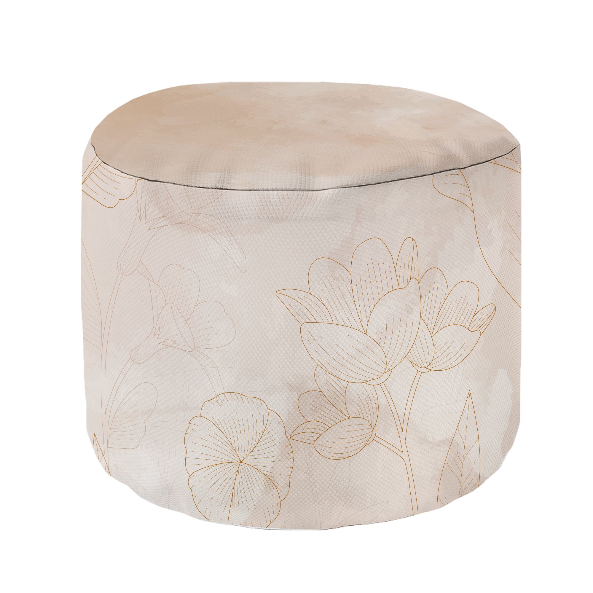 Okrúhly puf podnožka Boho Beige Flowers