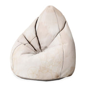Pearshape Pouf Beige Flowers-Velvet