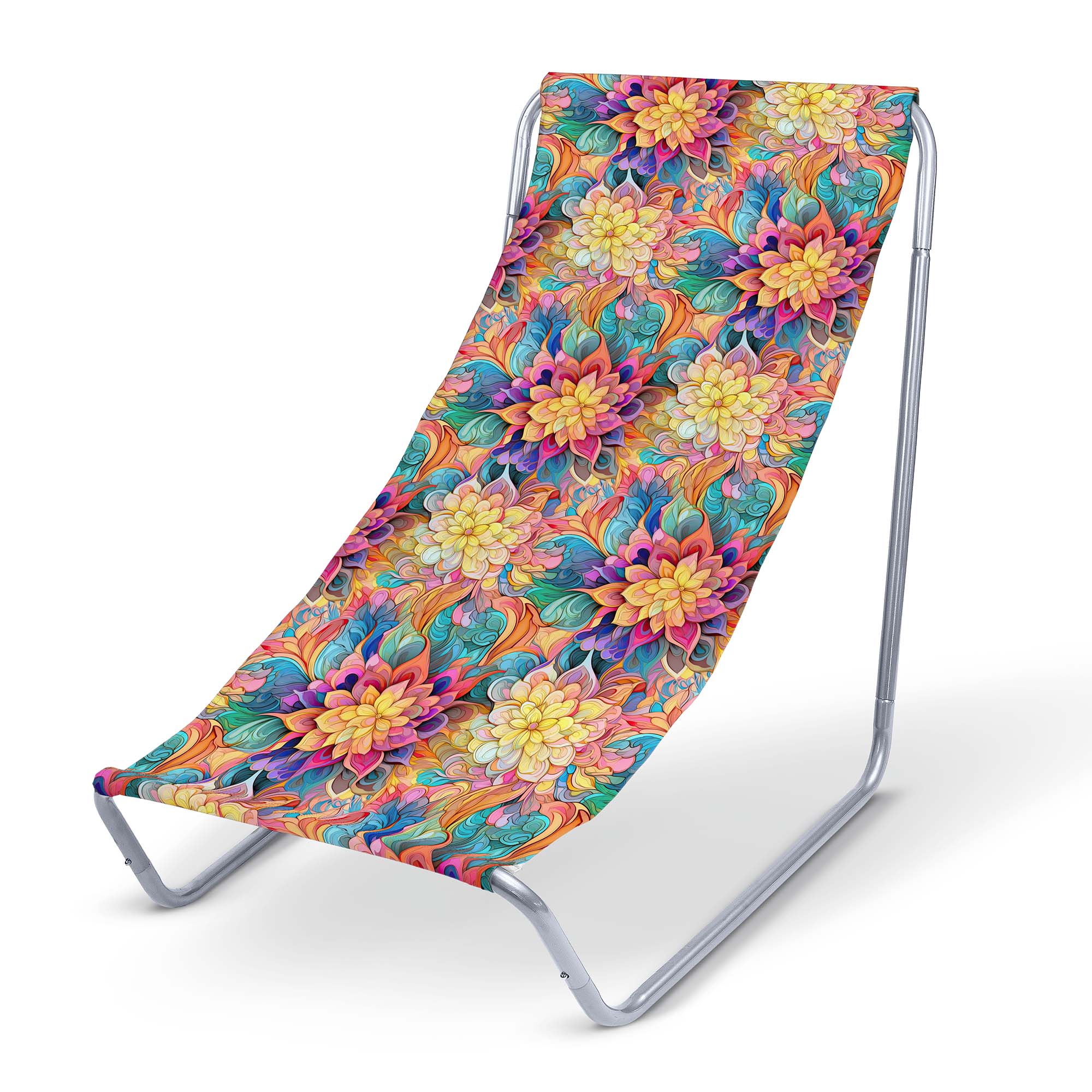 Metallliegestuhl Botanisches Blumen-Geometrisches Muster