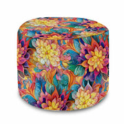 Kulatá taburetka podnožka Botanical Floral Geometric Pattern - samet