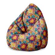 Sitzsack Pearshape Botanisches Blumenmuster mit geometrischen Formen-S-Samt