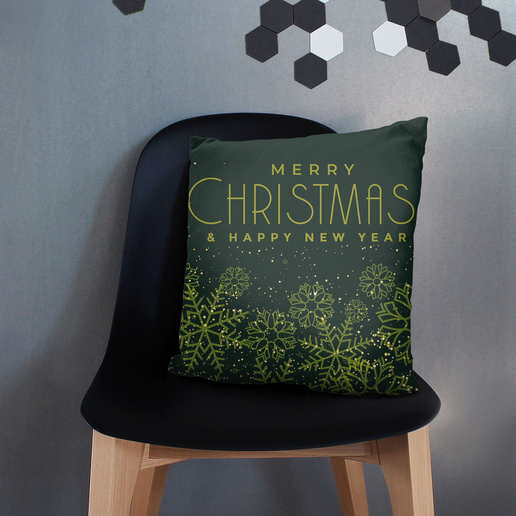 Christmas Green Snowflakes Pillow