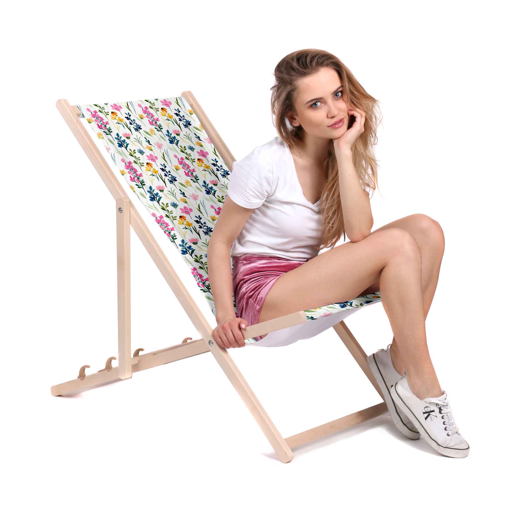 Leżak drewniany Colorful Wildflower-S