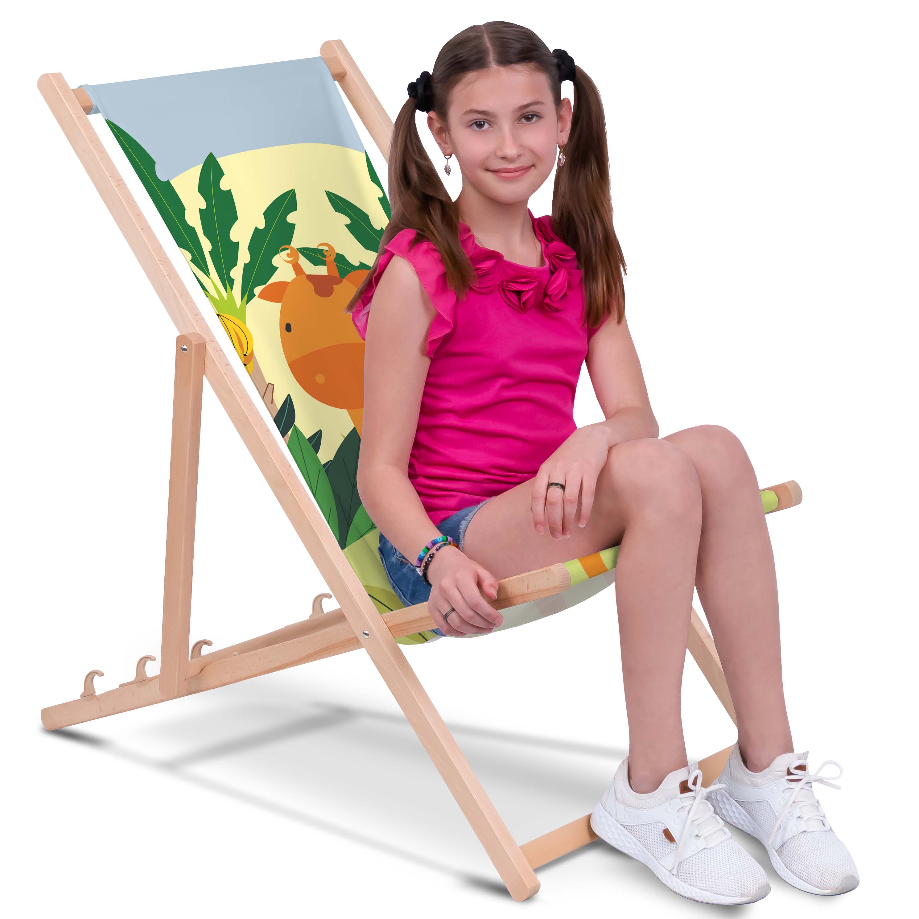 Crazy Giraffe Wooden Deck Chair