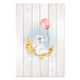 Wood Picture Cute Elephant Sitting Moon-30x40 cm