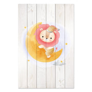 Obraz Wood Cute Lion Sitting Moon-50x70 cm