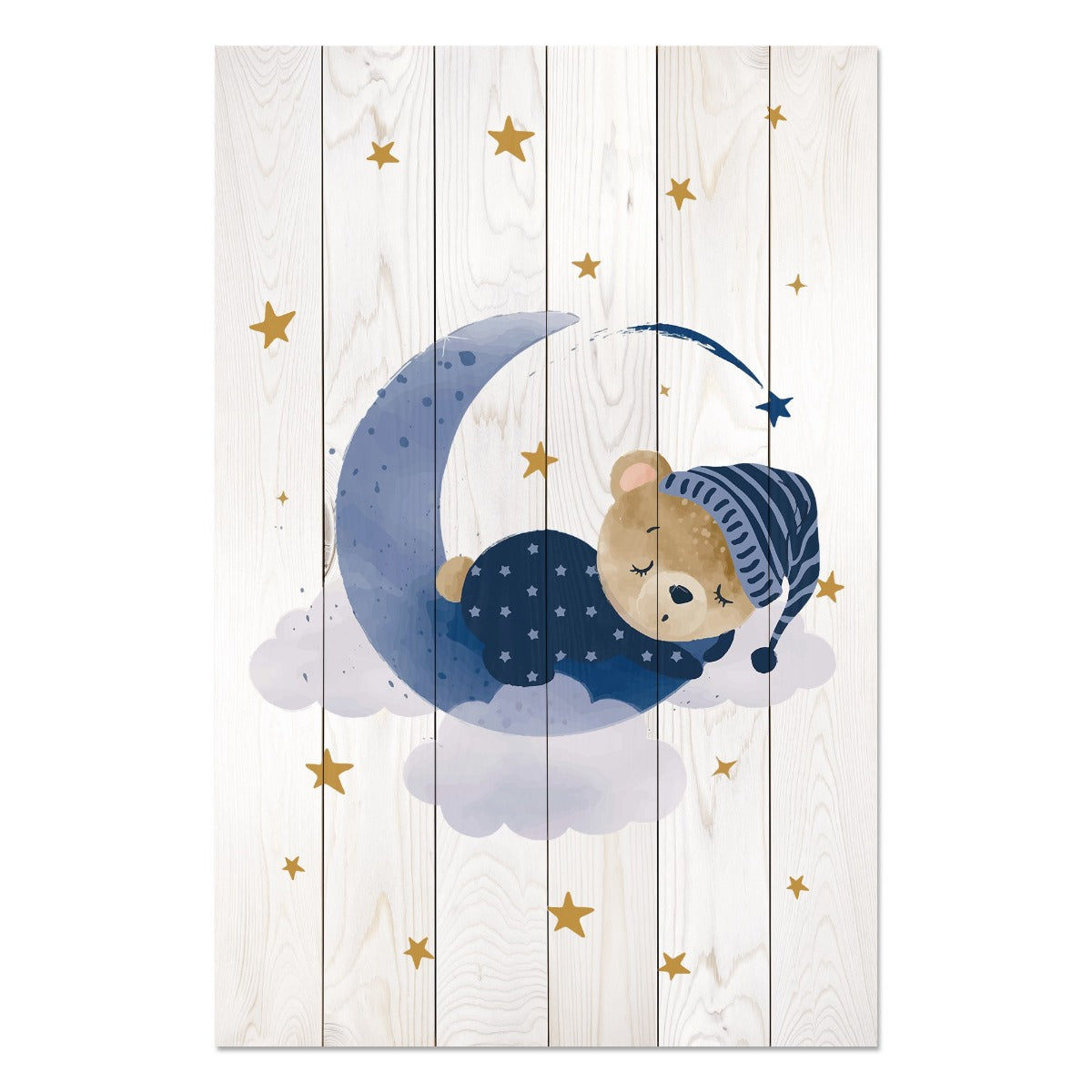 Wooden Picture Cute Sleeping Bear-20x30 cm