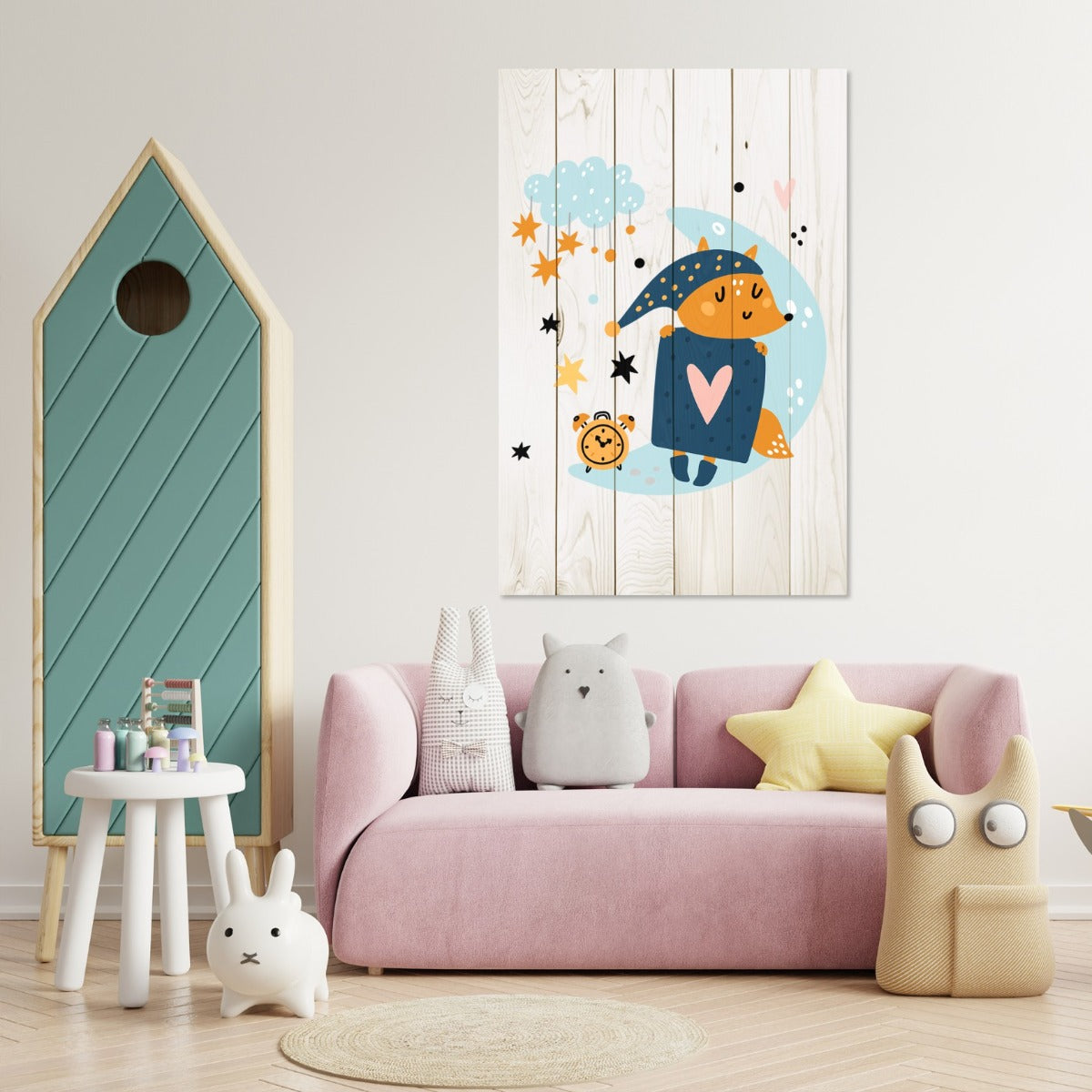 Obraz Drevený Roztomilý Spiaci Líška-50x70 cm