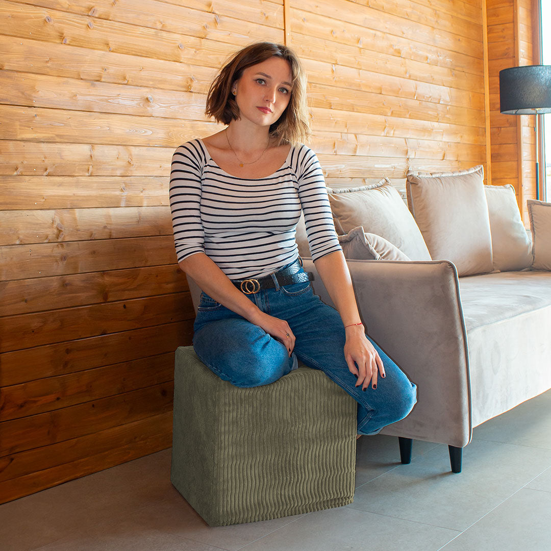 Qubik Pouf Dark Olive