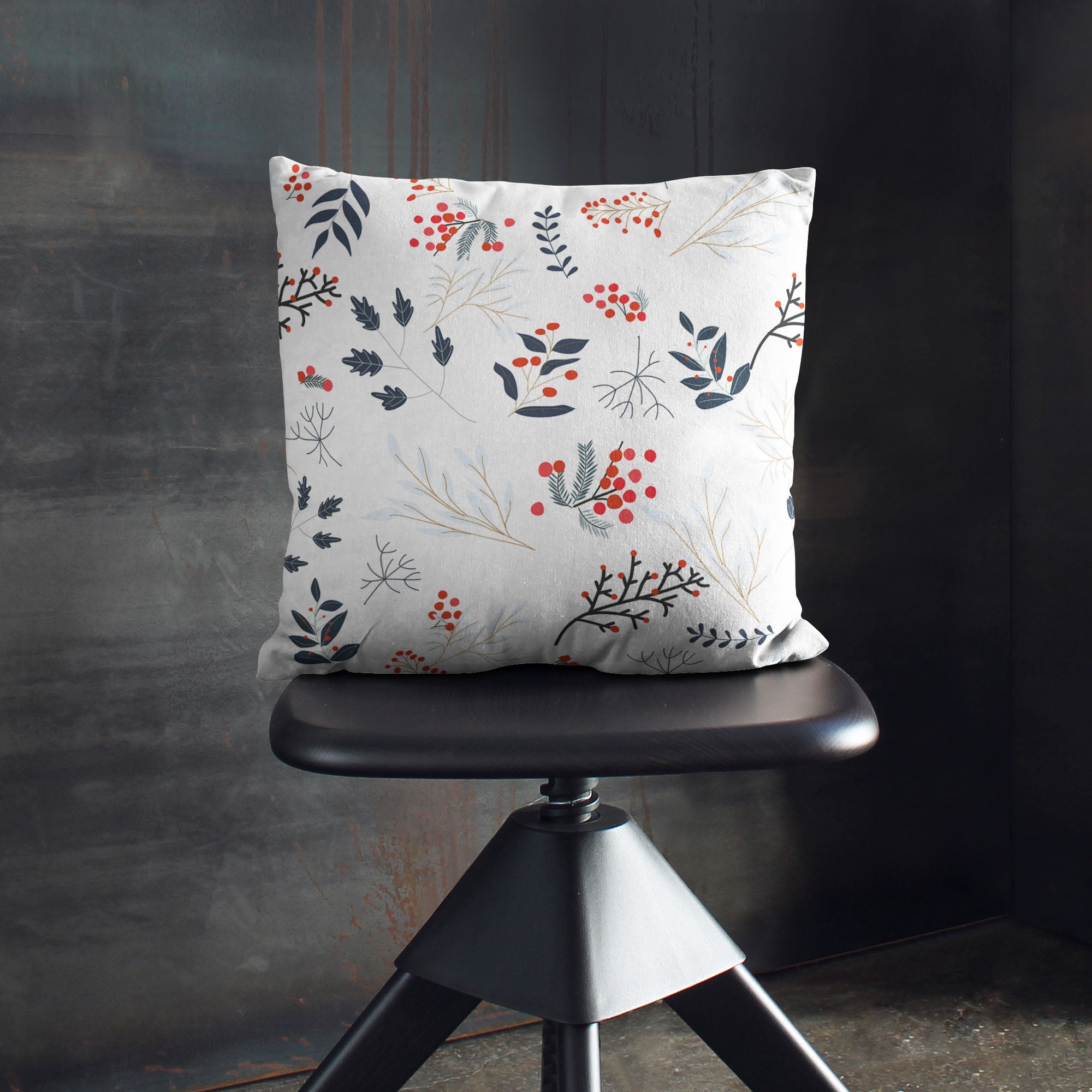Delicate Winter Floral-Panama Pillow