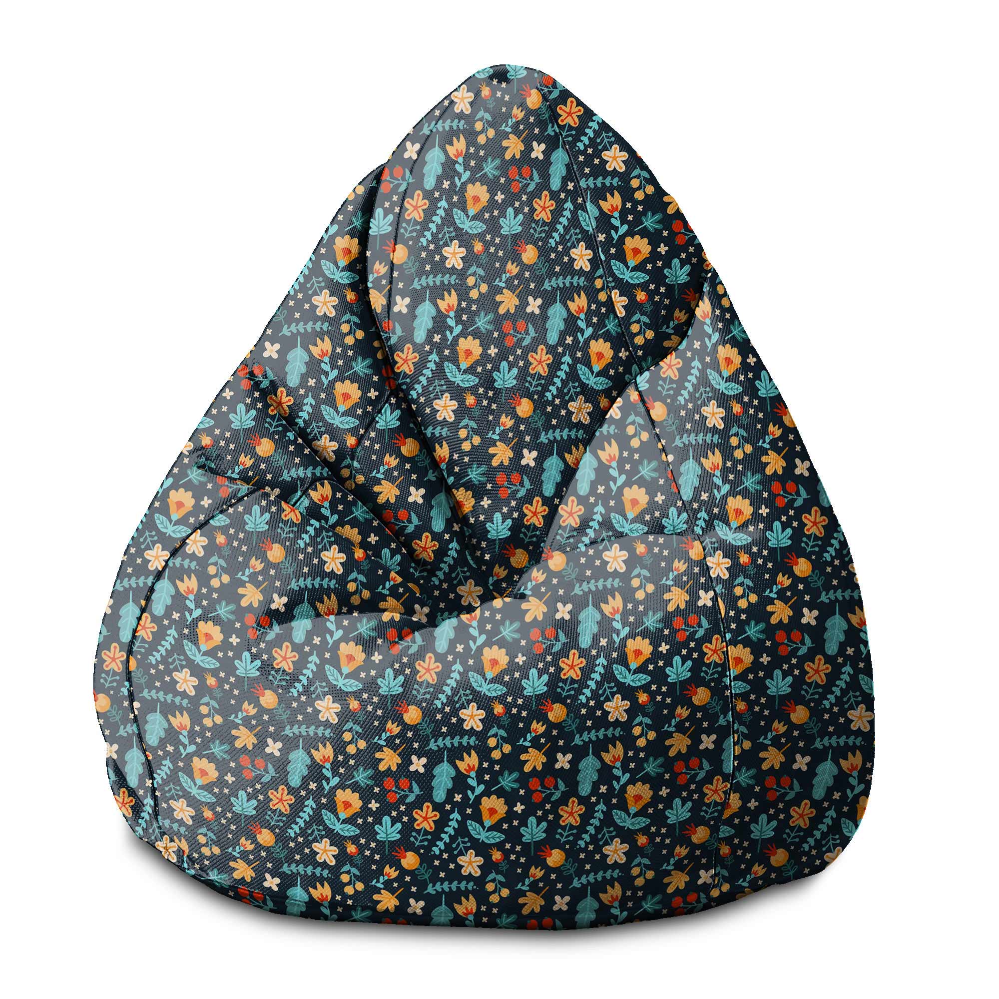 Sitzsack Birnenform mit verstreuten Blumen