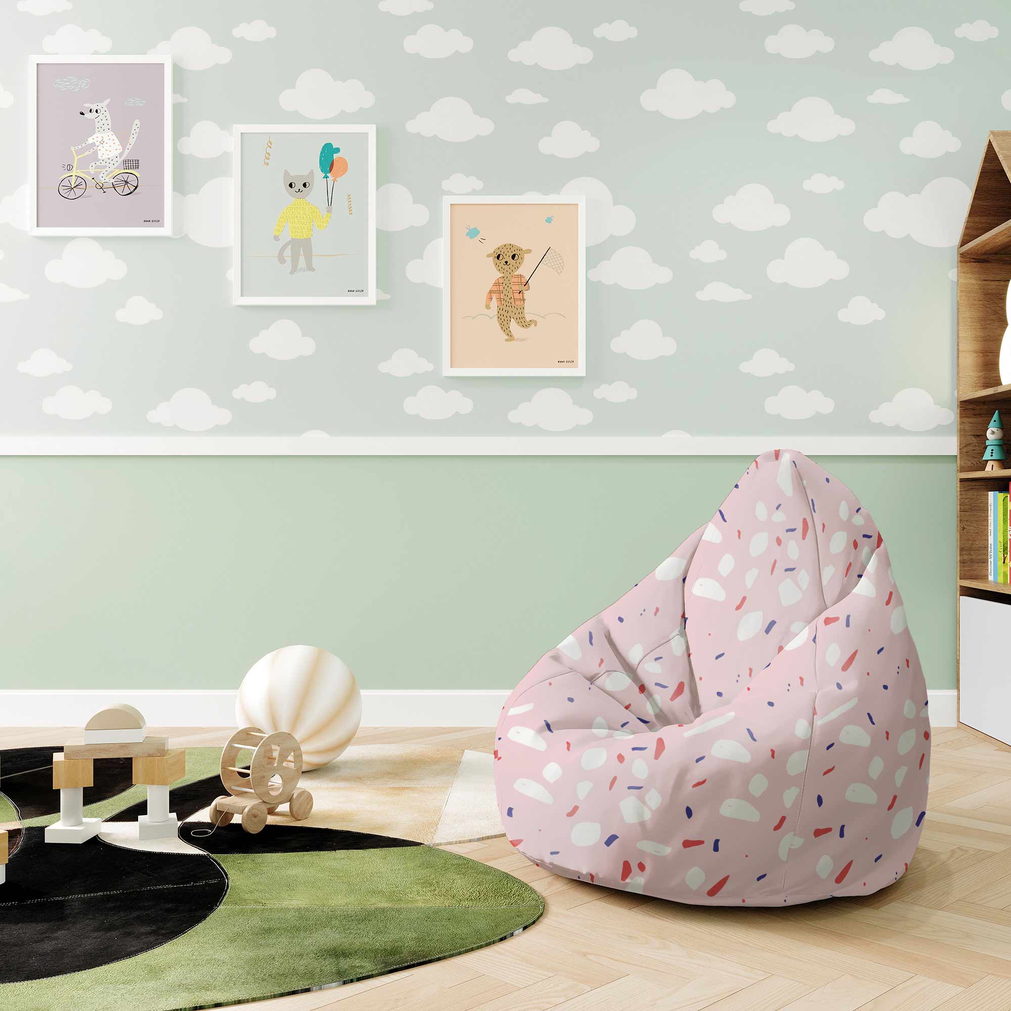 Puf Pearshape Růžový Abstraktní-M-Velvet
