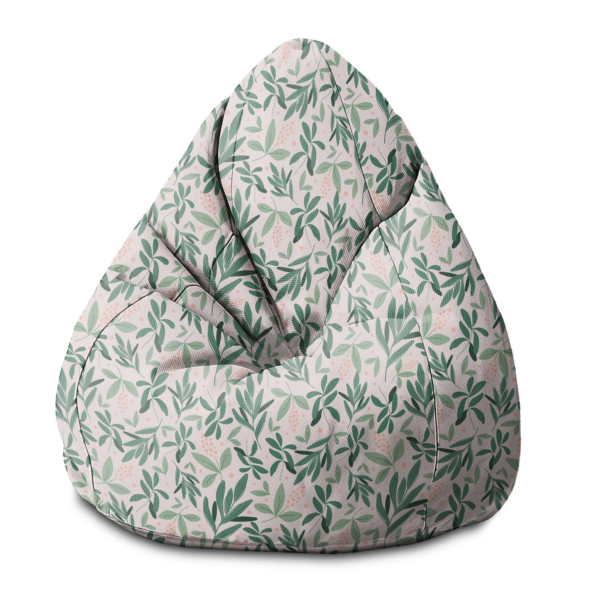Puf Pearshape Olive Leaves na růžovém M-Oxfordu