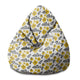 Puf Pearshape Painted Yellow Flowers-S-Velvet